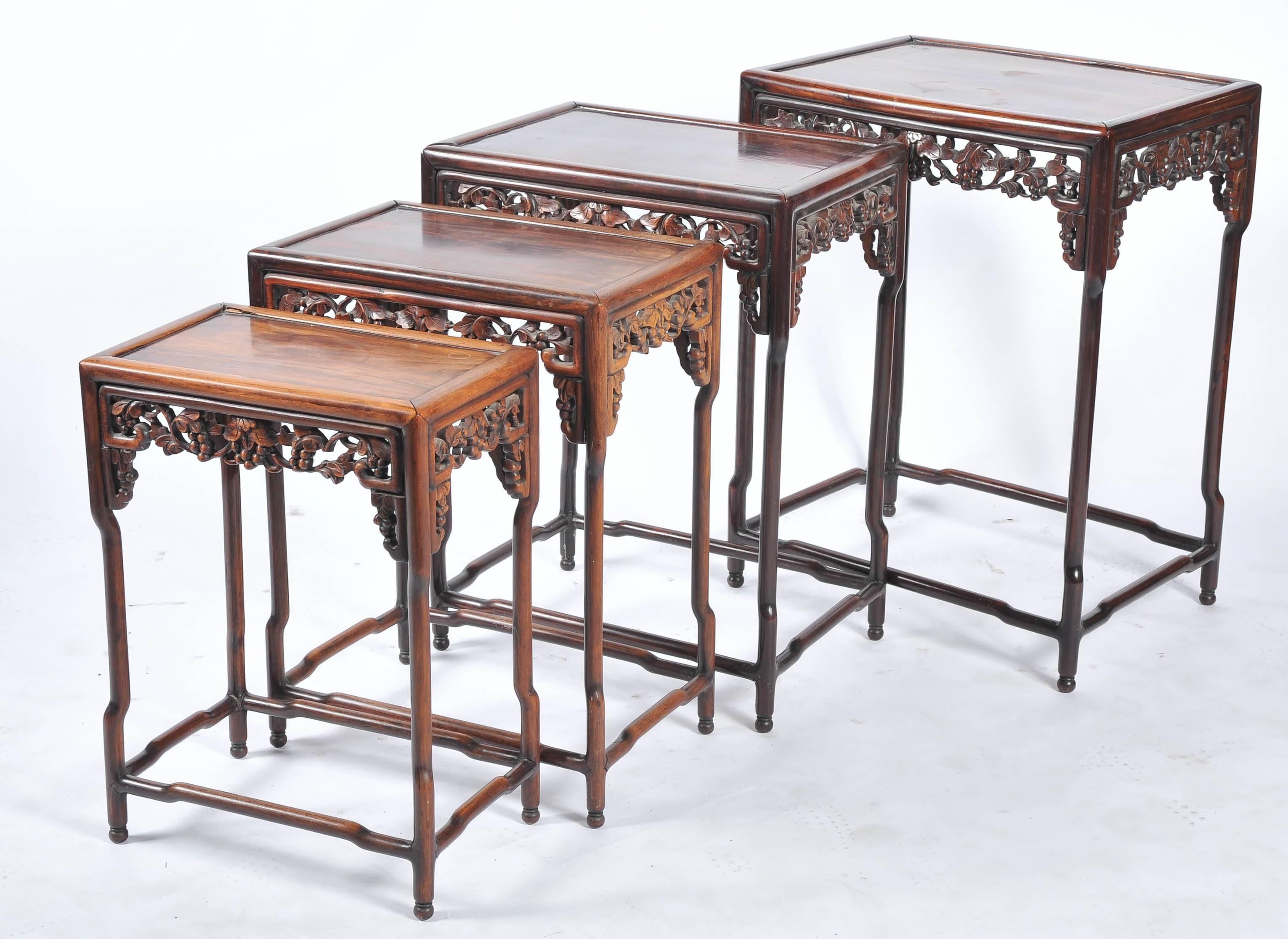 19th Century Chinese Hardwood Nest of Tables In Good Condition For Sale In Brighton, Sussex