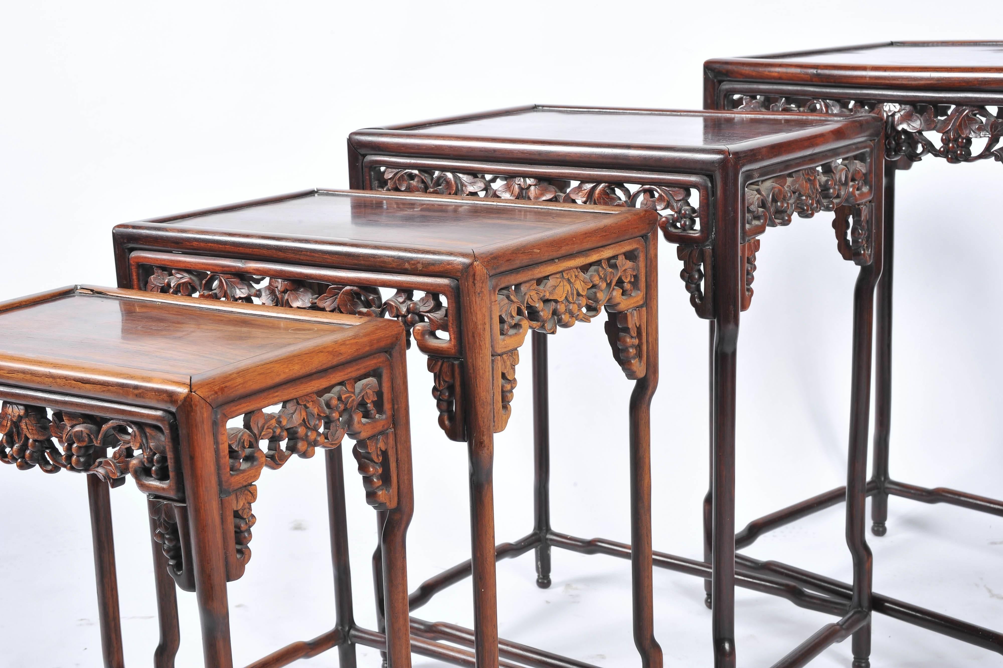 19th Century Chinese Hardwood Nest of Tables In Good Condition For Sale In Brighton, Sussex