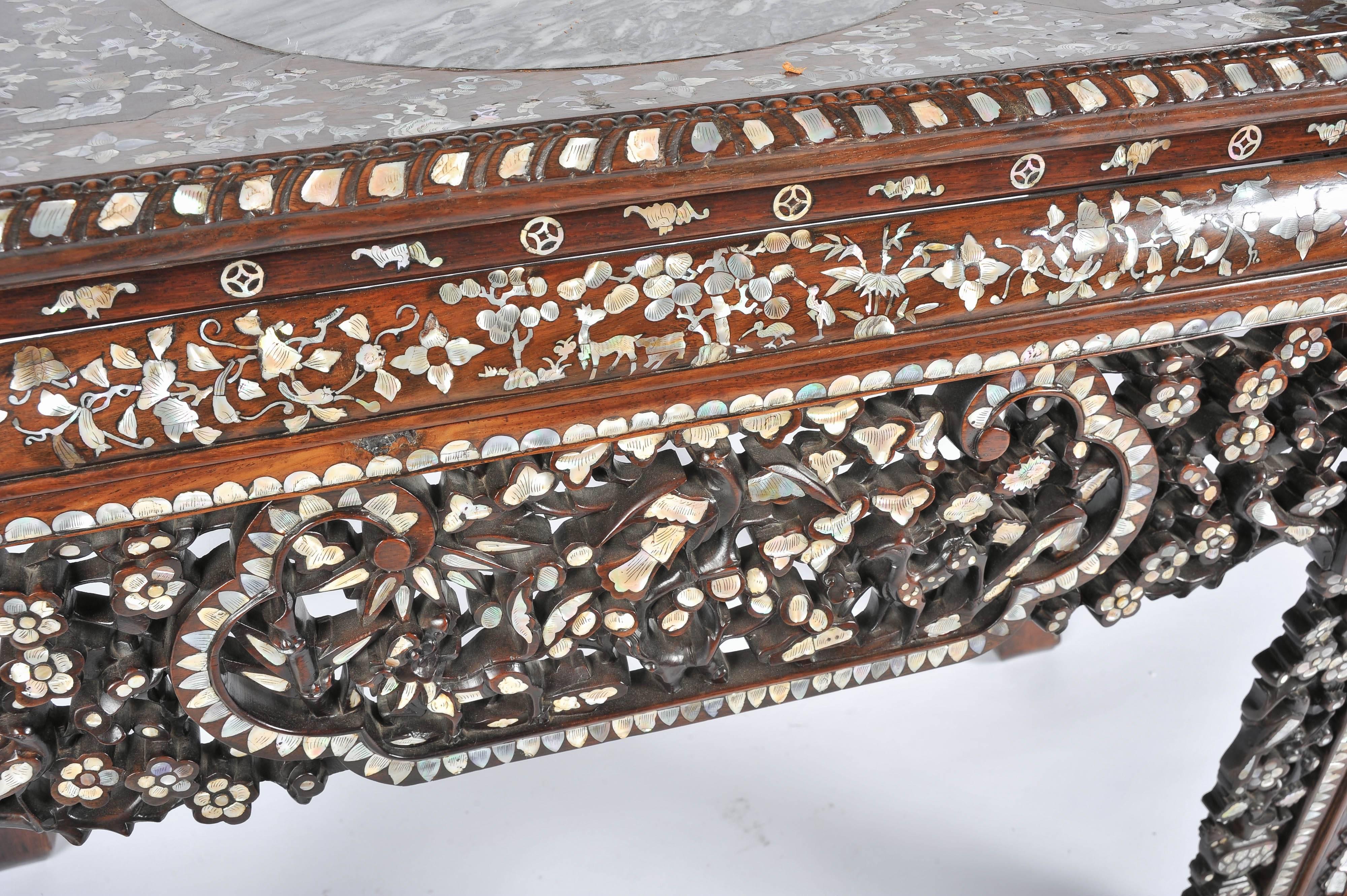 Inlay 19th Century Chinese Mother-of-Pearl Inlaid Table