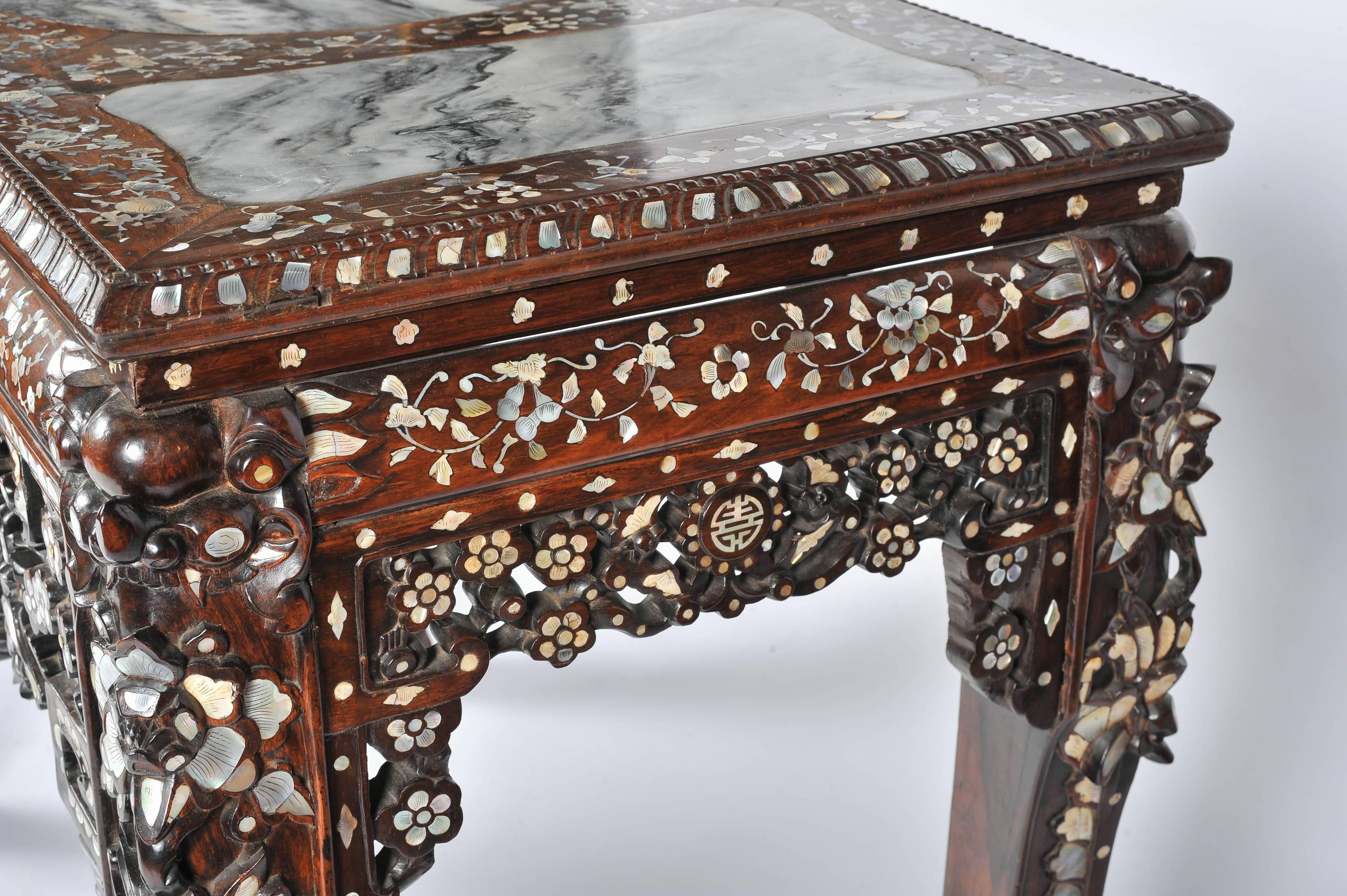 19th Century Chinese Mother-of-Pearl Inlaid Table 1