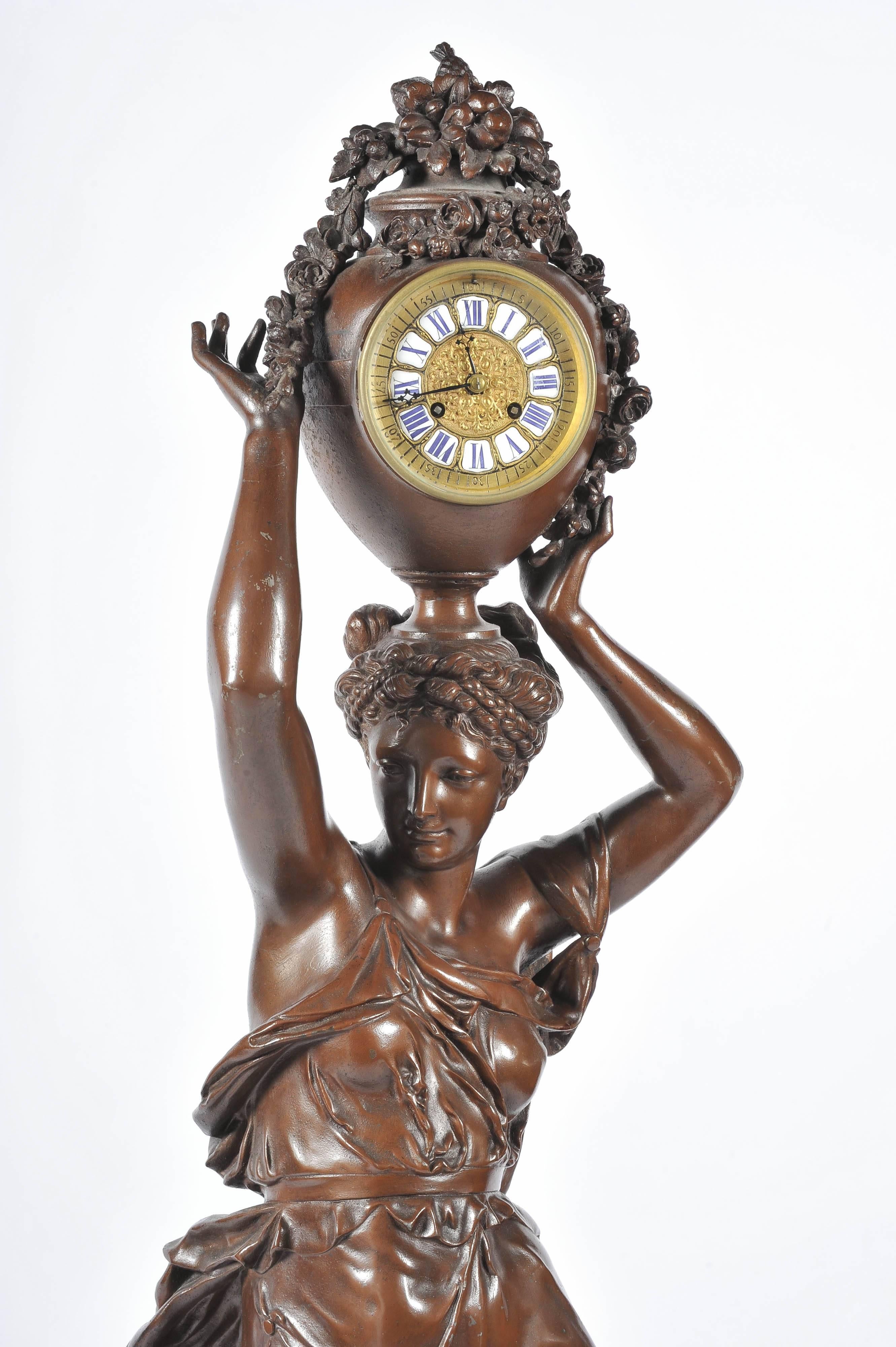 Large 19th Century Bronzed Spelter Mystery Clock 2