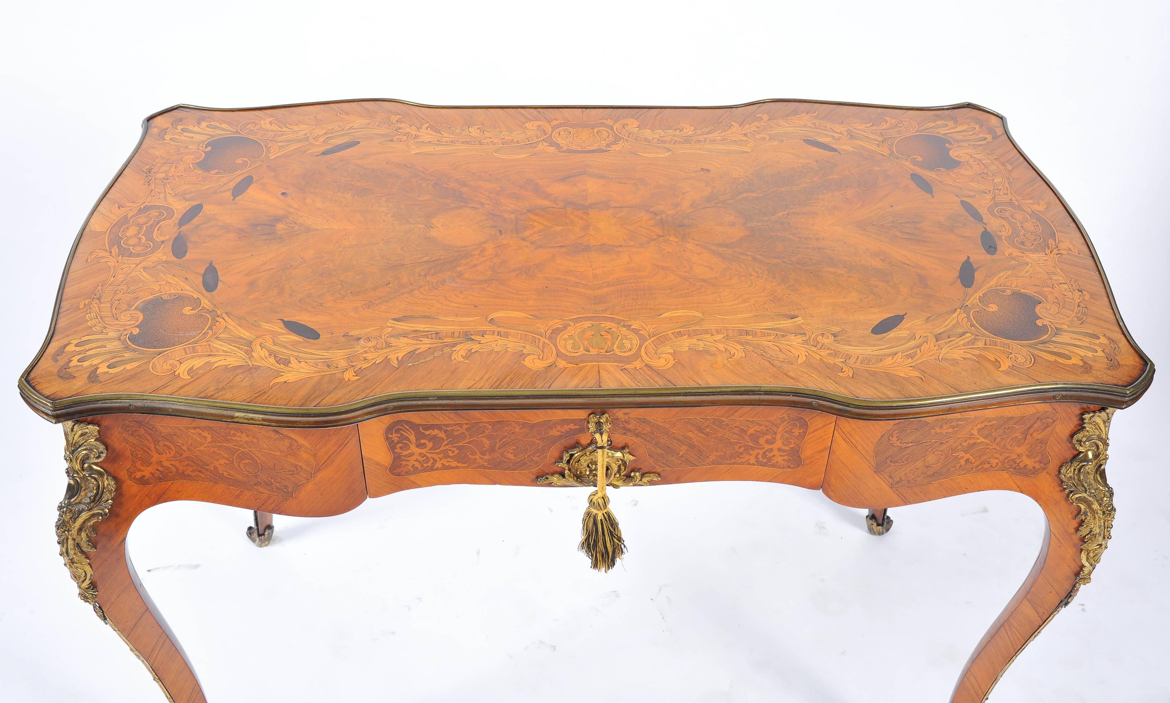 Inlay Louis XVI style 19th Century French Inlaid Side Table For Sale