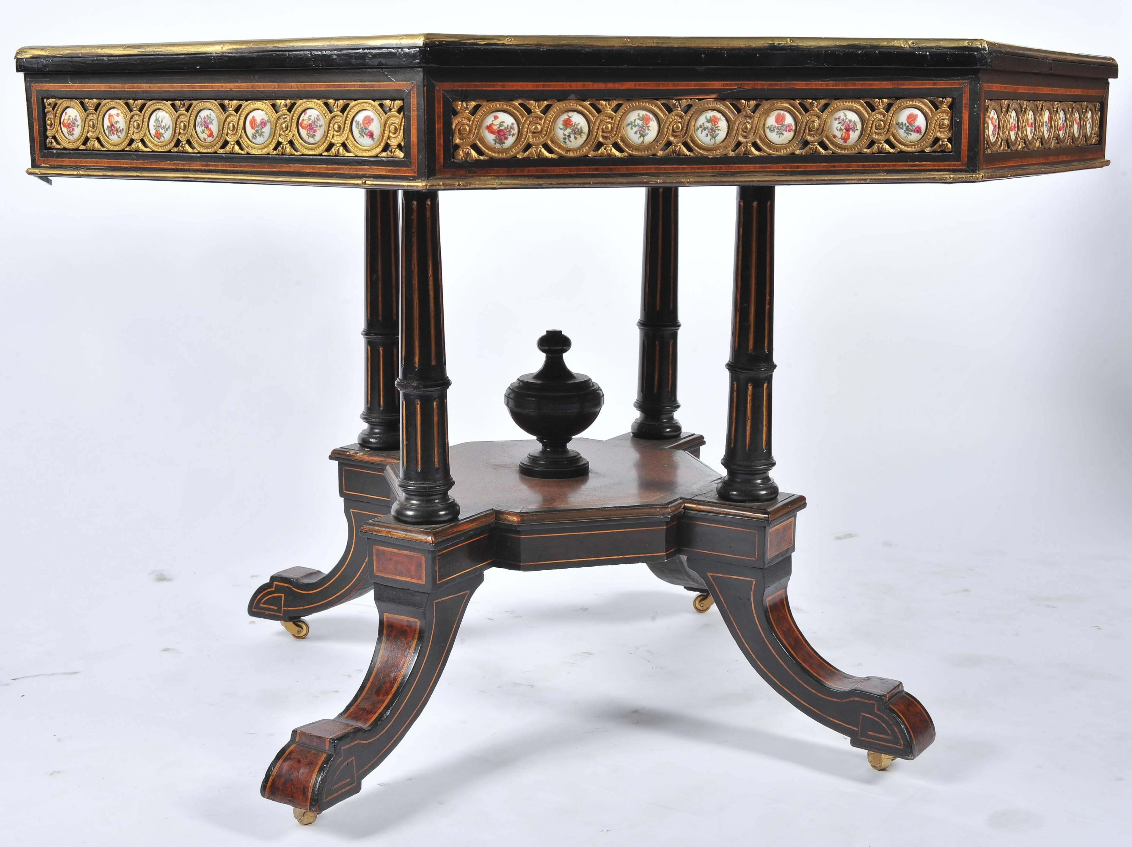 Amboyna 19th Century Sevres Mounted Centre Table