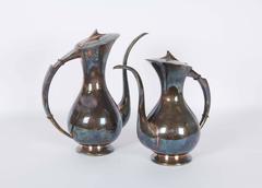 Pair of Art Deco Silver Plate Teapots