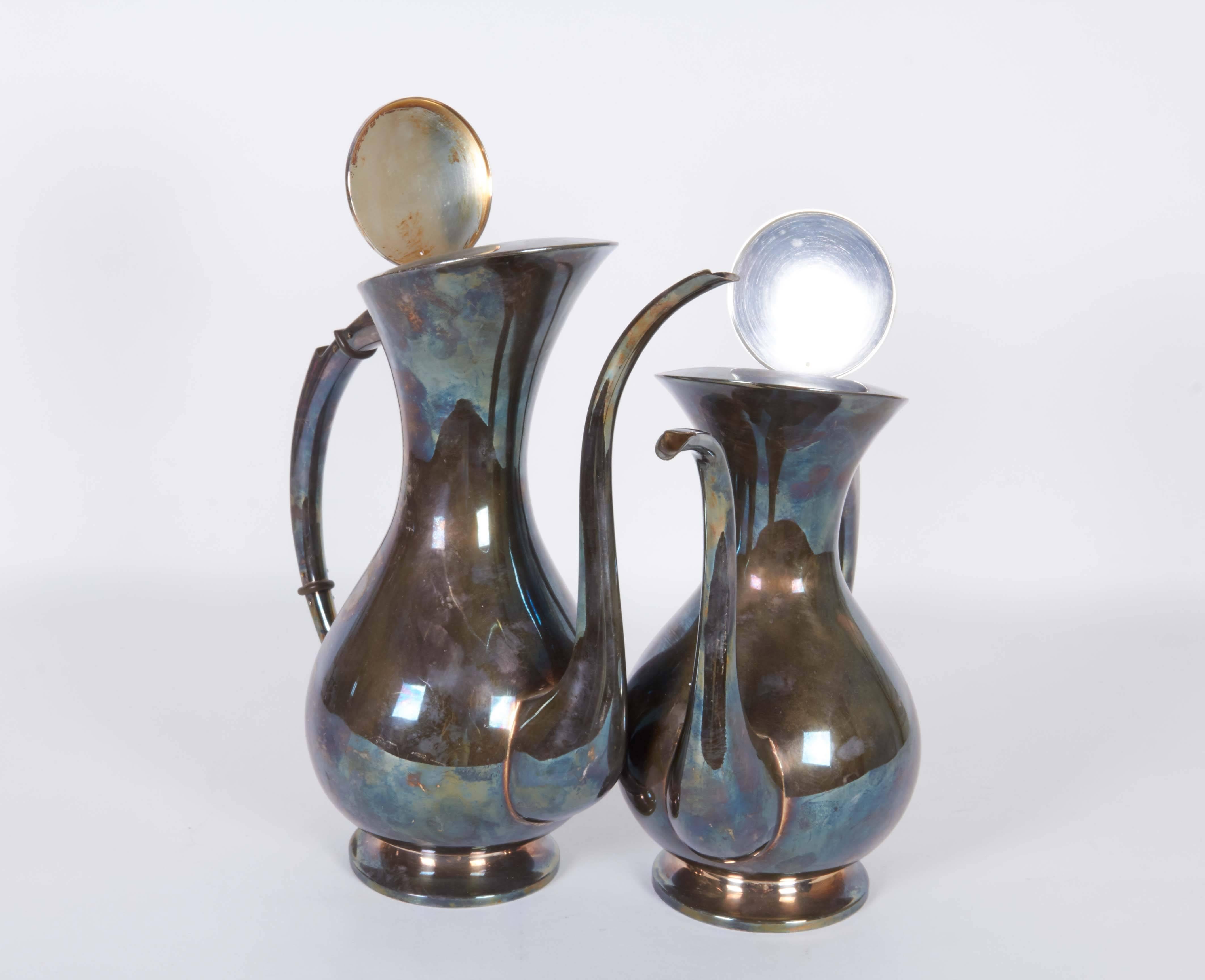 Pair of Art Deco Silver Plate Teapots 1