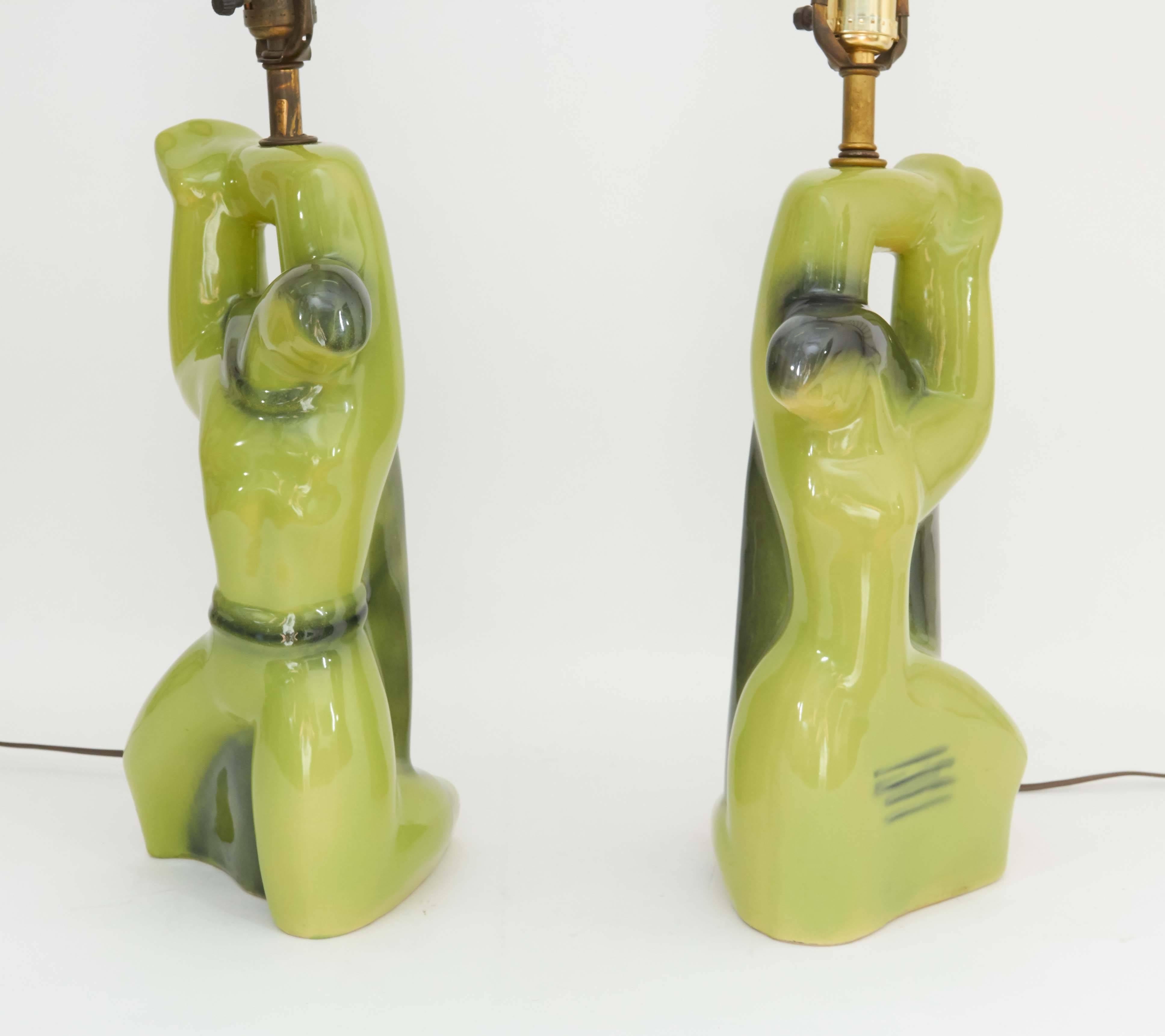 American Pair of Mid-Century Heifetz Sculptural Ceramic Lamps