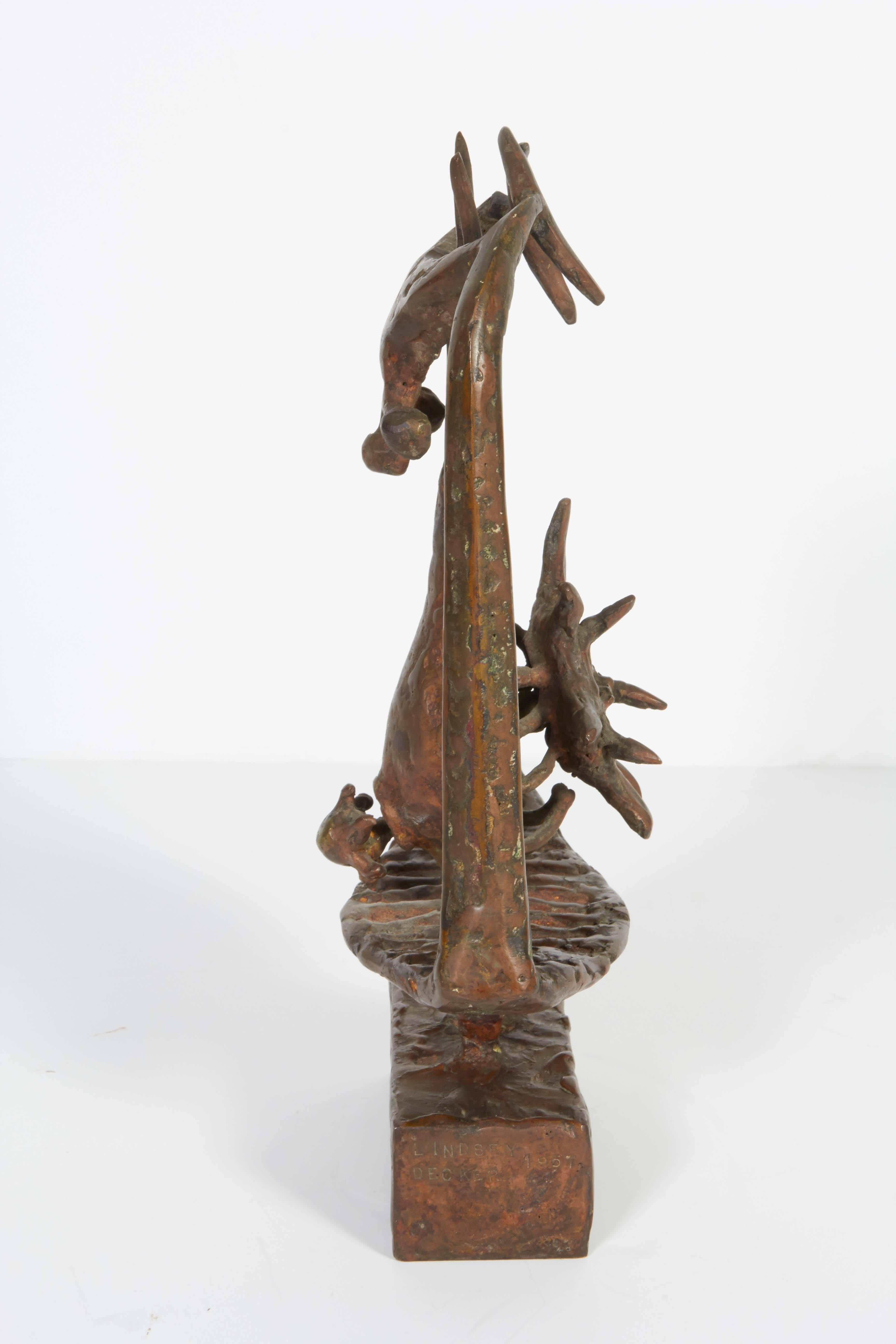 Brutalist Lindsey Decker Untitled Bronze Sculpture, Signed