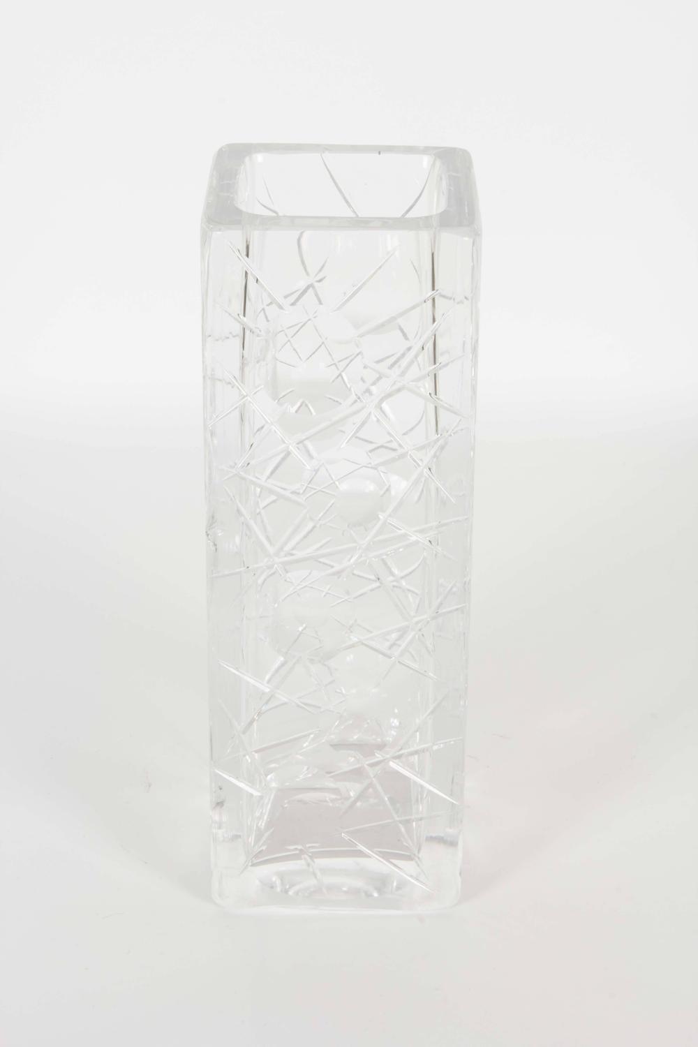 Cut Glass Square Vase For Sale at 1stdibs