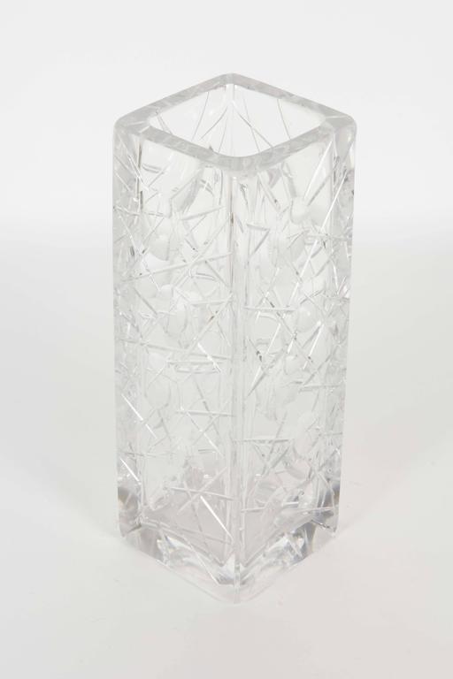 Cut Glass Square Vase at 1stDibs