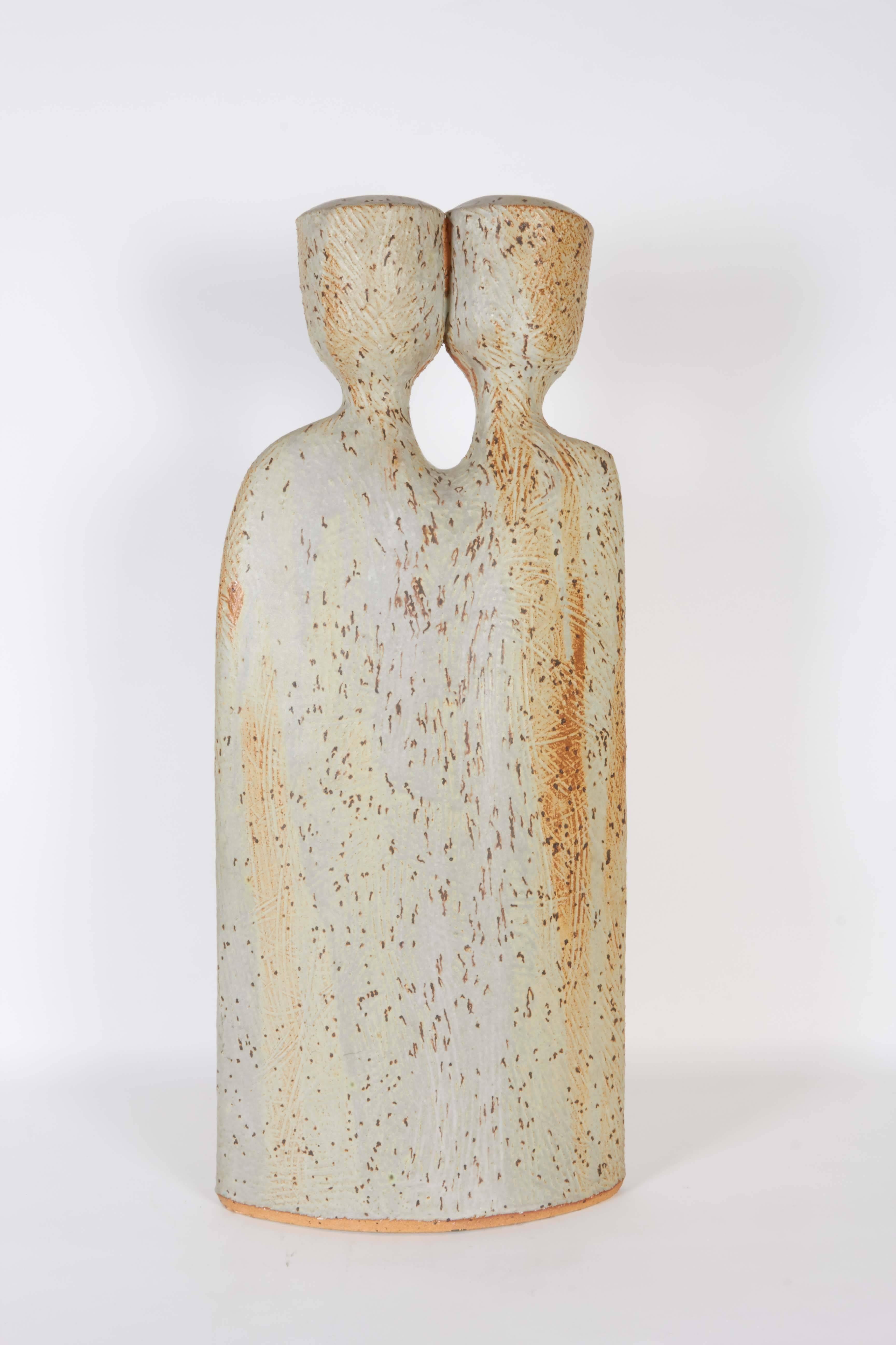 Modernist Two-Headed Sculptural Pottery Vase 1