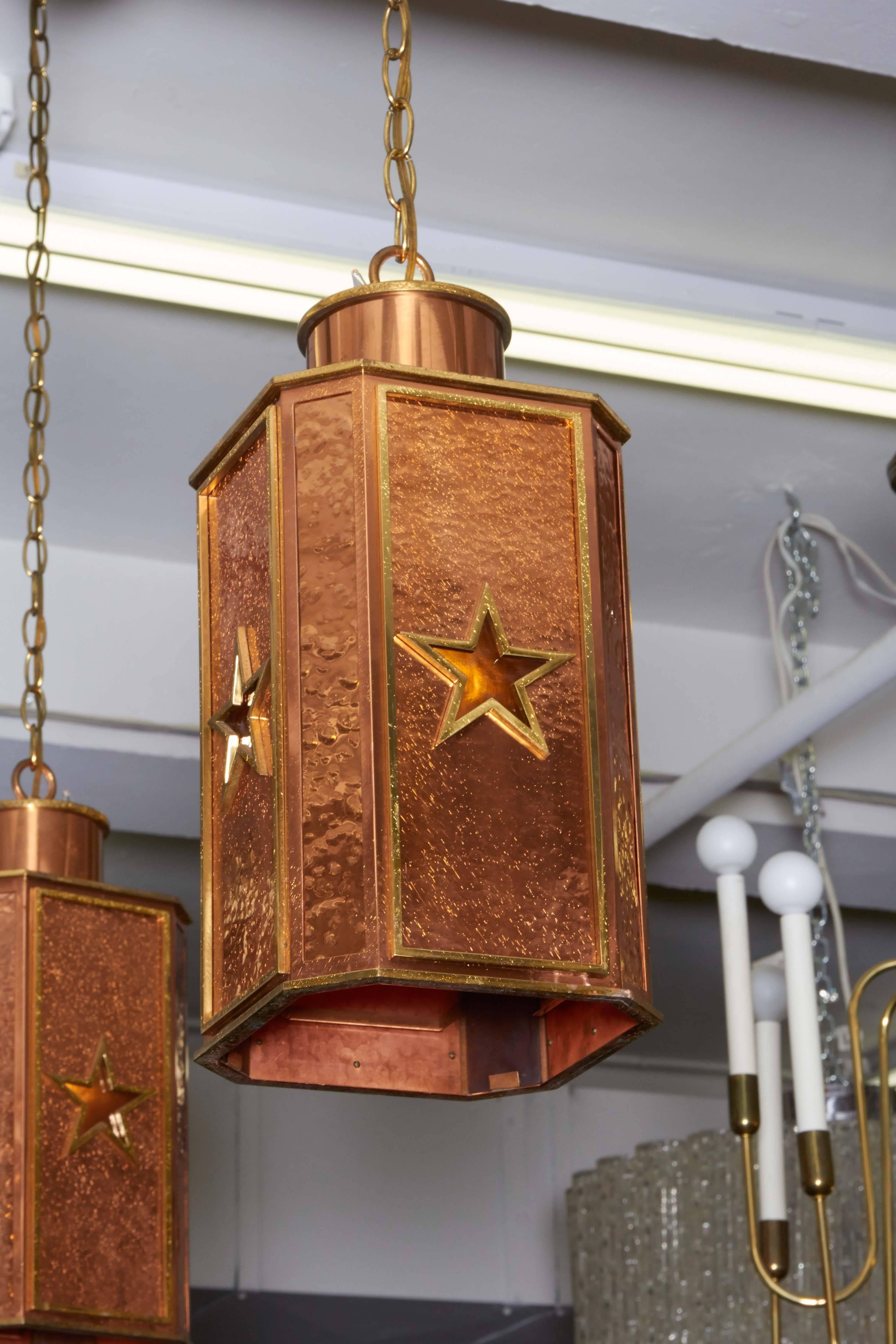 Mid-20th Century Art Deco Hanging Copper Pendants