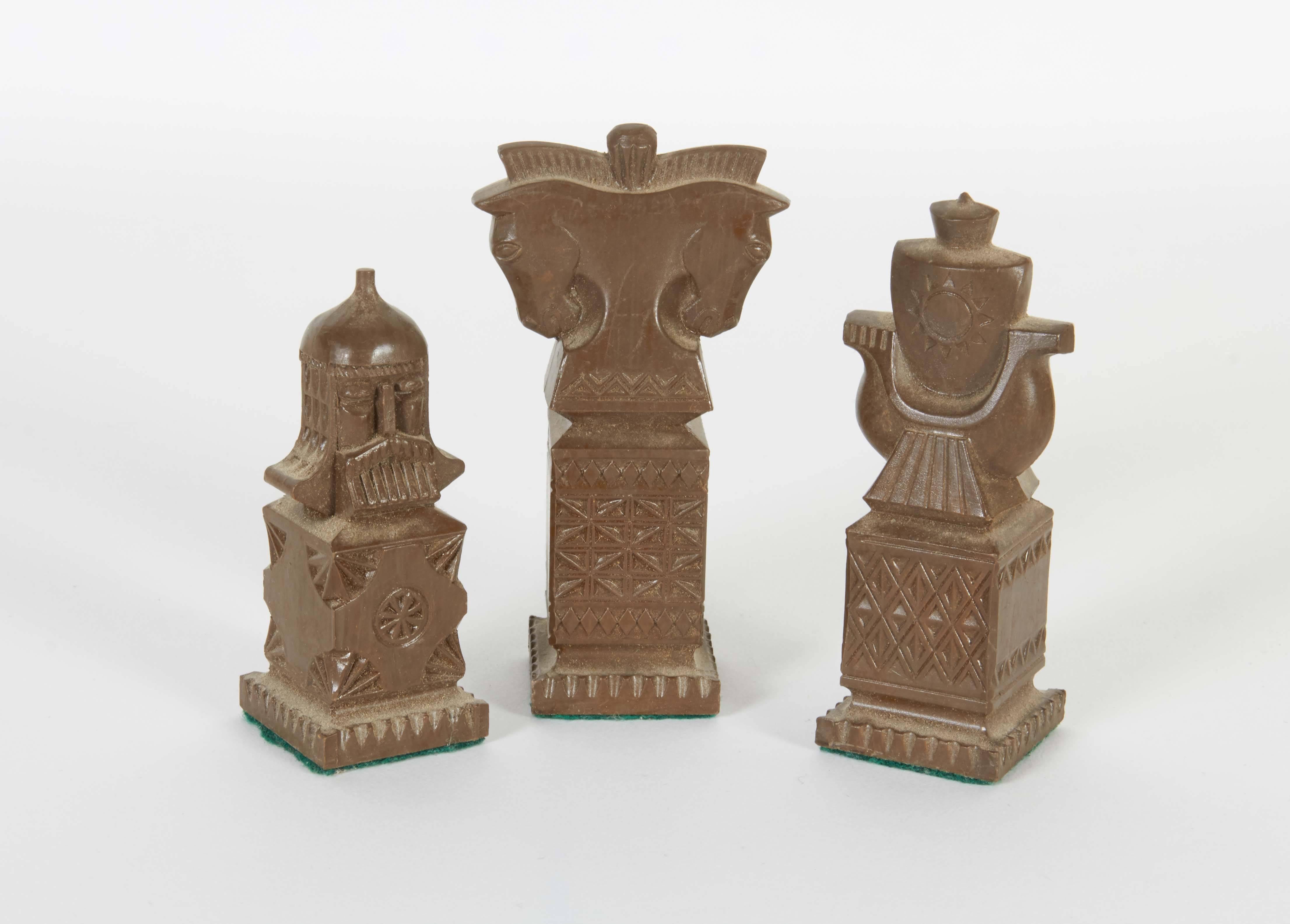 Mid-Century Chess Set with Russian Resin Pieces 2