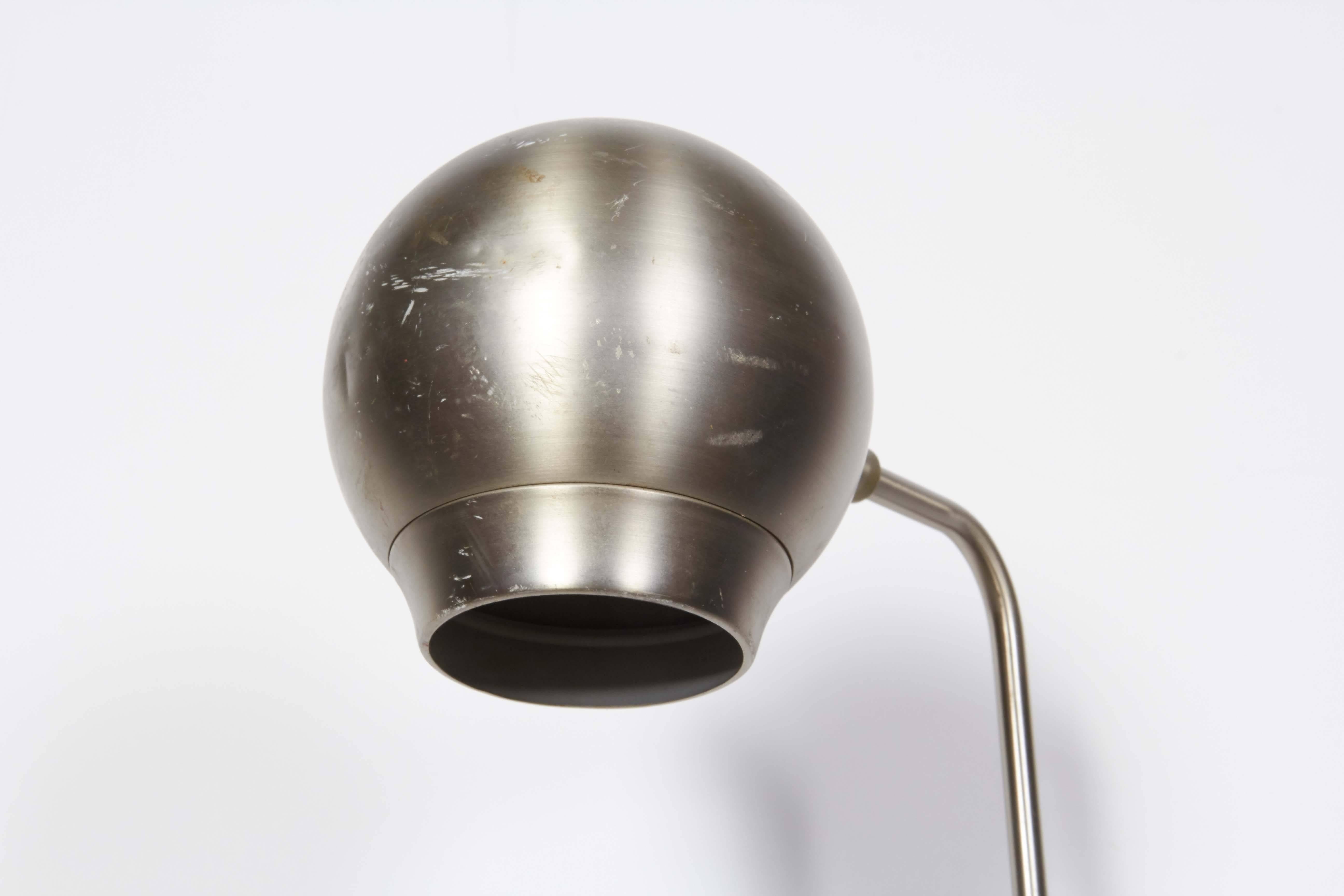 Aluminum Space Age Floor Lamp with Orb Shade 