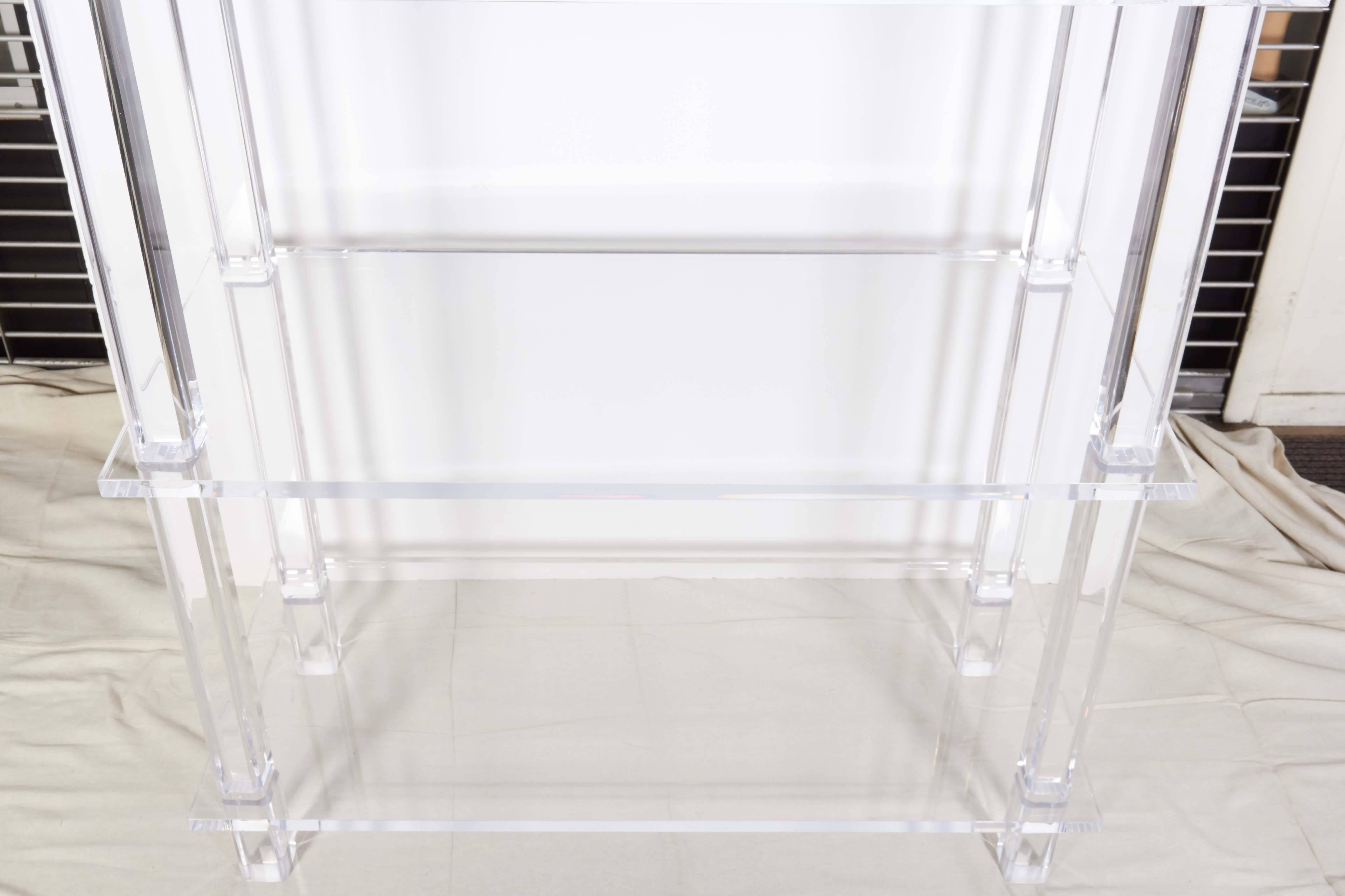 Tall Clear Lucite Etagere In Excellent Condition In New York, NY