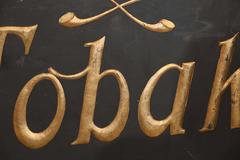 19th Century Danish Iron "Tobak" Tobacco Sign with Gold Lettering