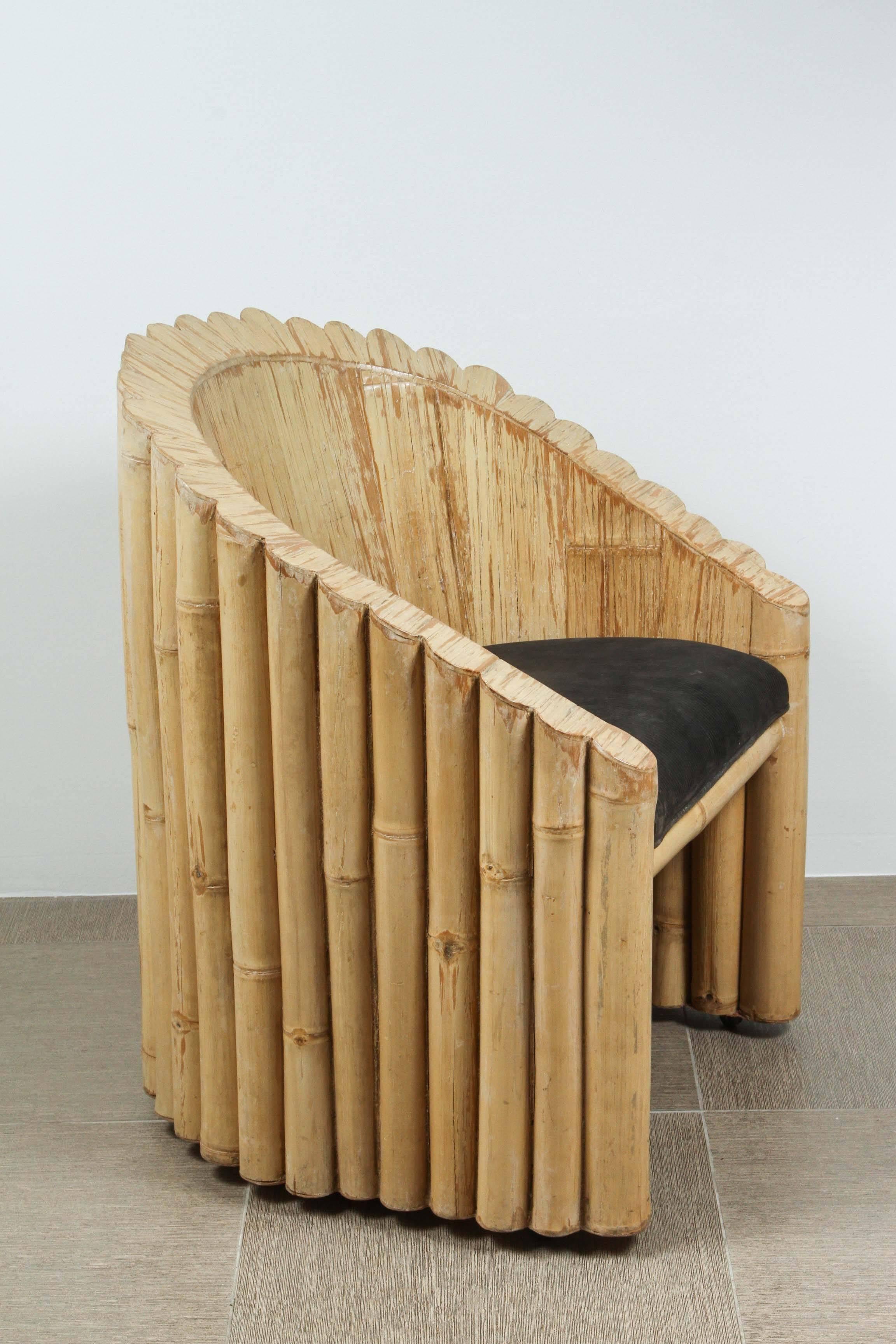 Upholstery Four Unusual Bamboo Chairs