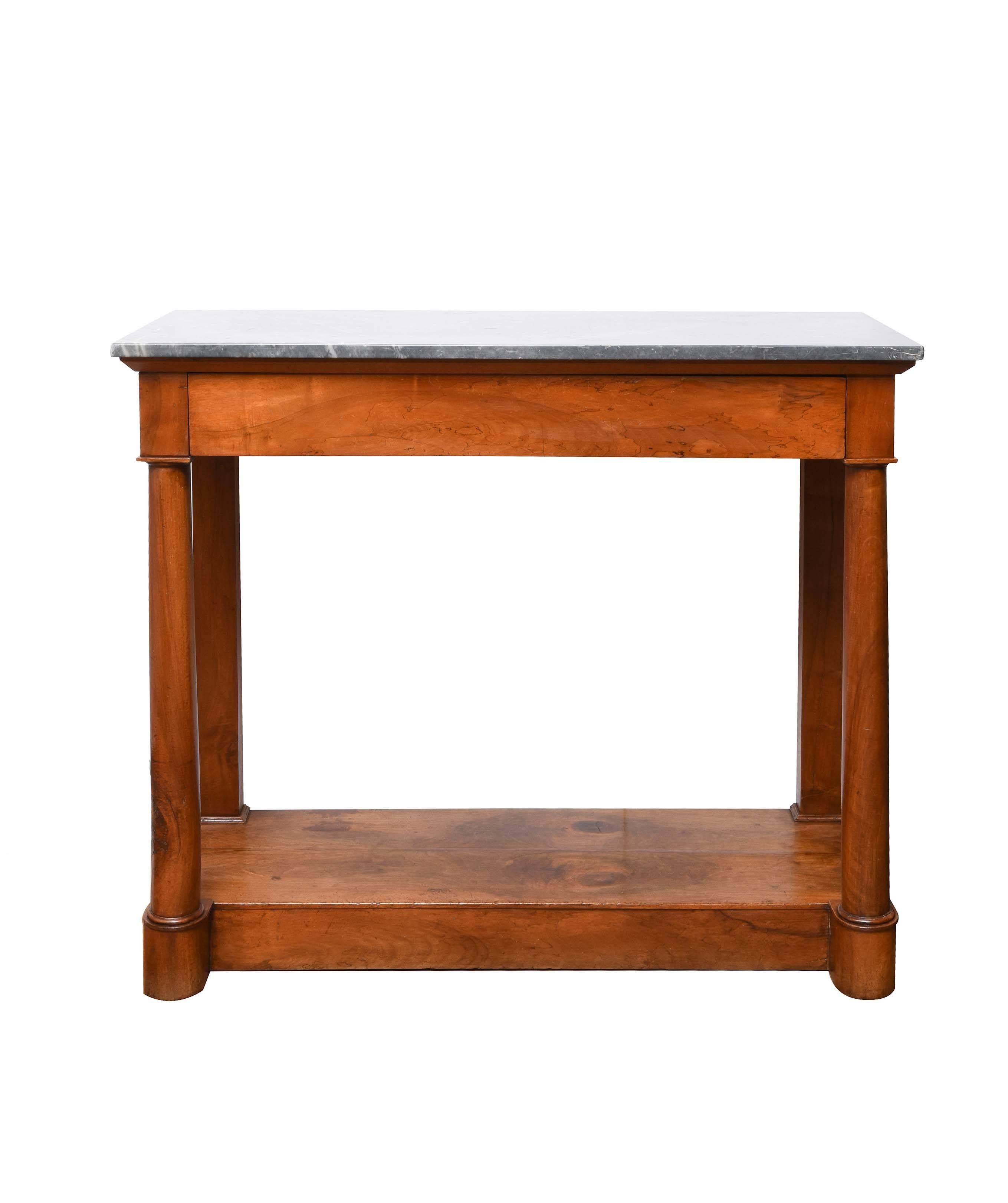 French empire walnut and marble console.