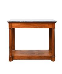 French Empire Walnut and Marble Console