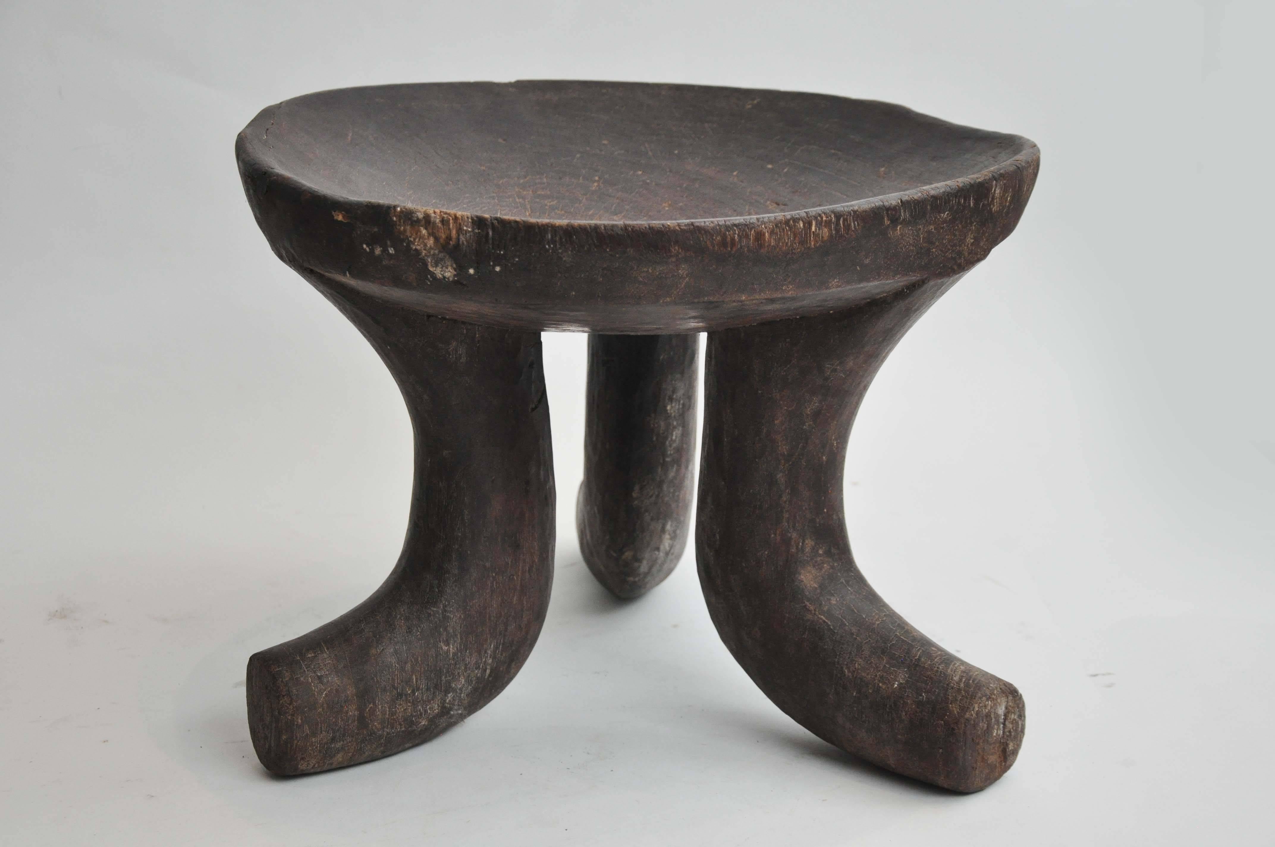 Early 20th Century Three-Legged Stool from Ethiopia In Good Condition In Chicago, IL