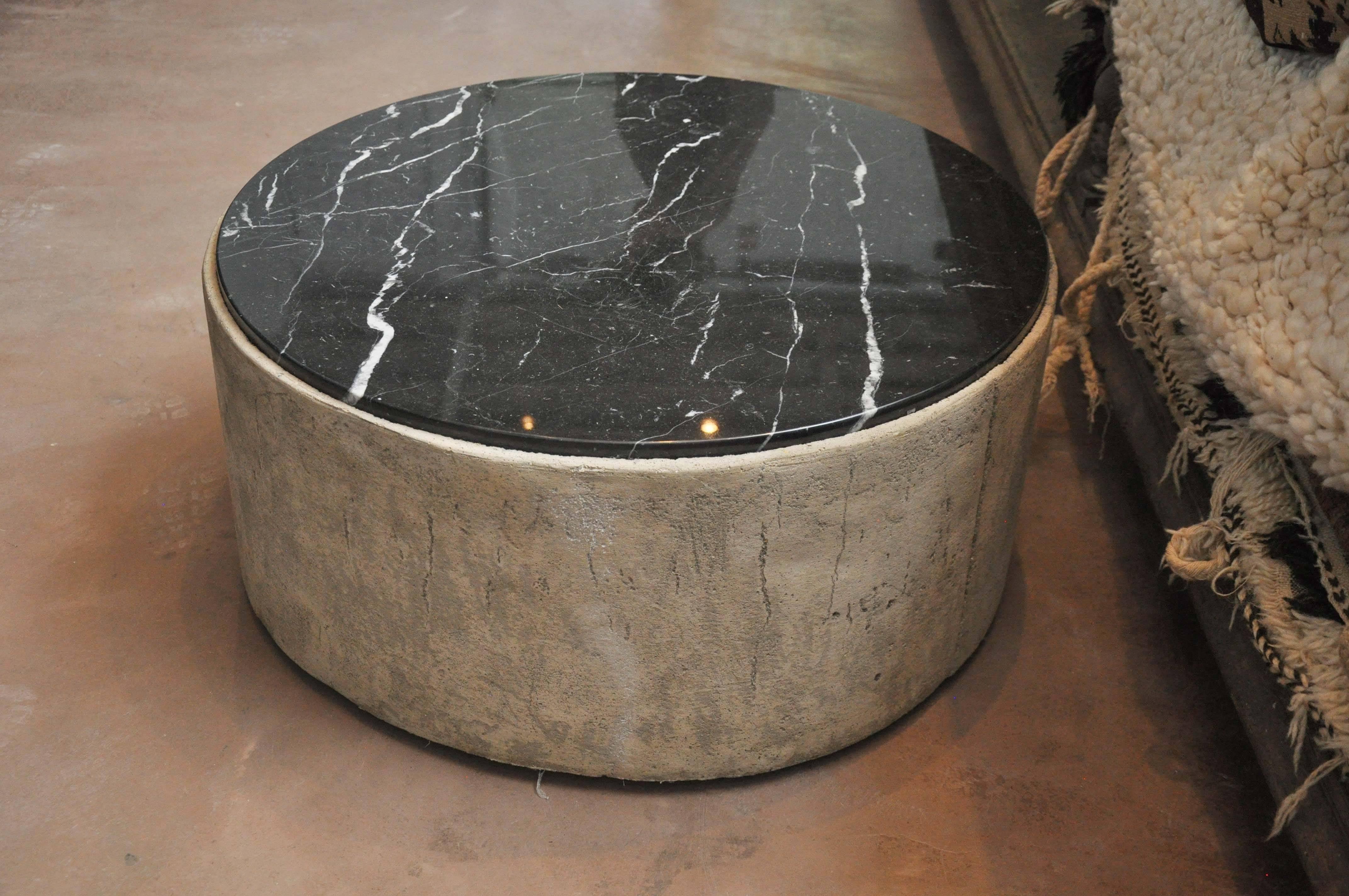 American 21st Century Custom Concrete and Marble Coffee Table