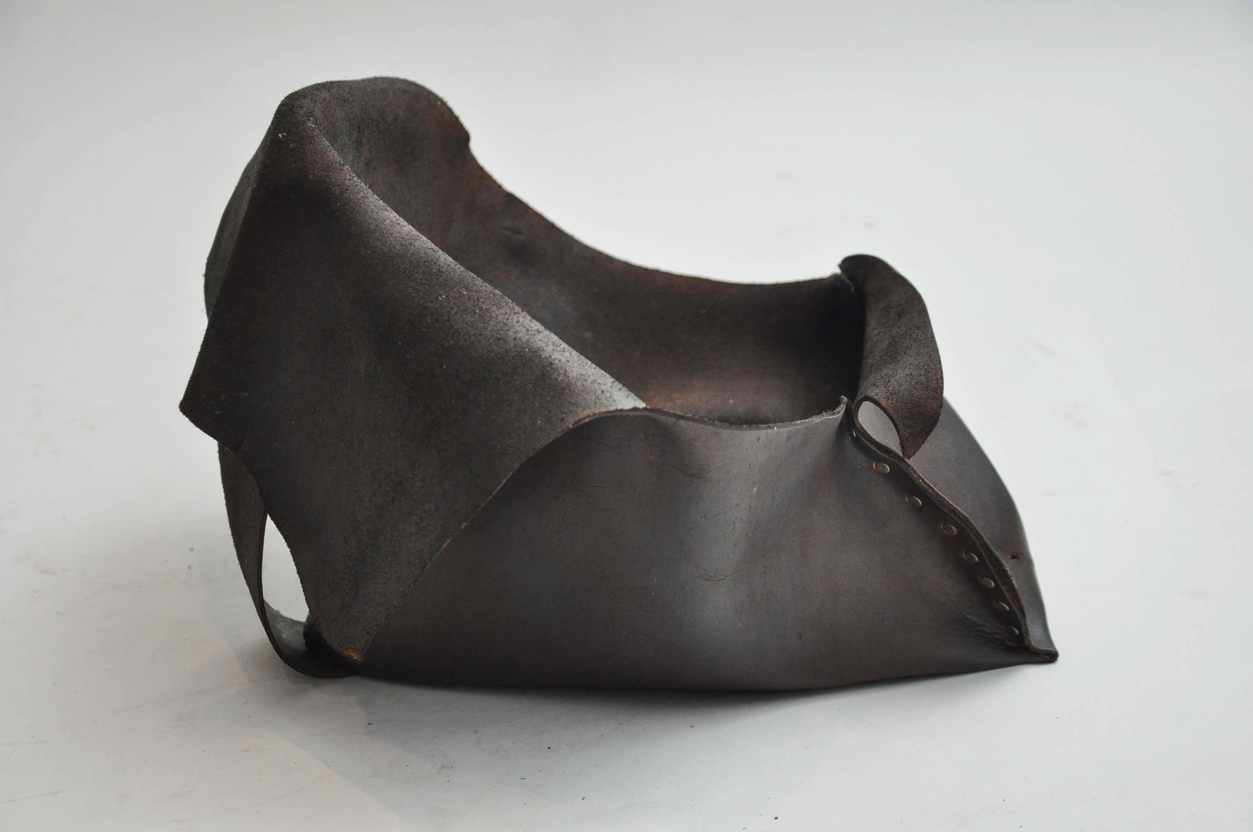 21st Century Studded Leather Vessel by Marla Wallerstein In Excellent Condition In Chicago, IL