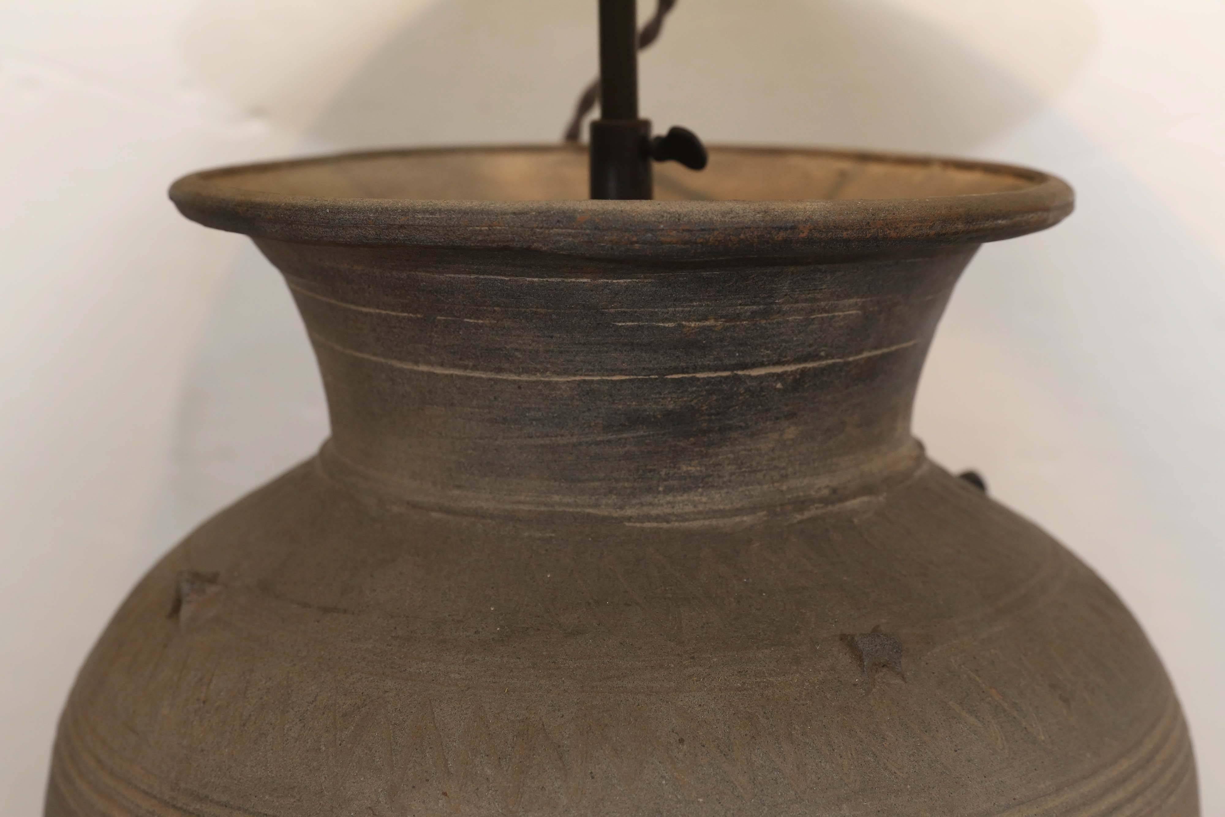 Thai Antique 19th Century Khmer Vase Lamp