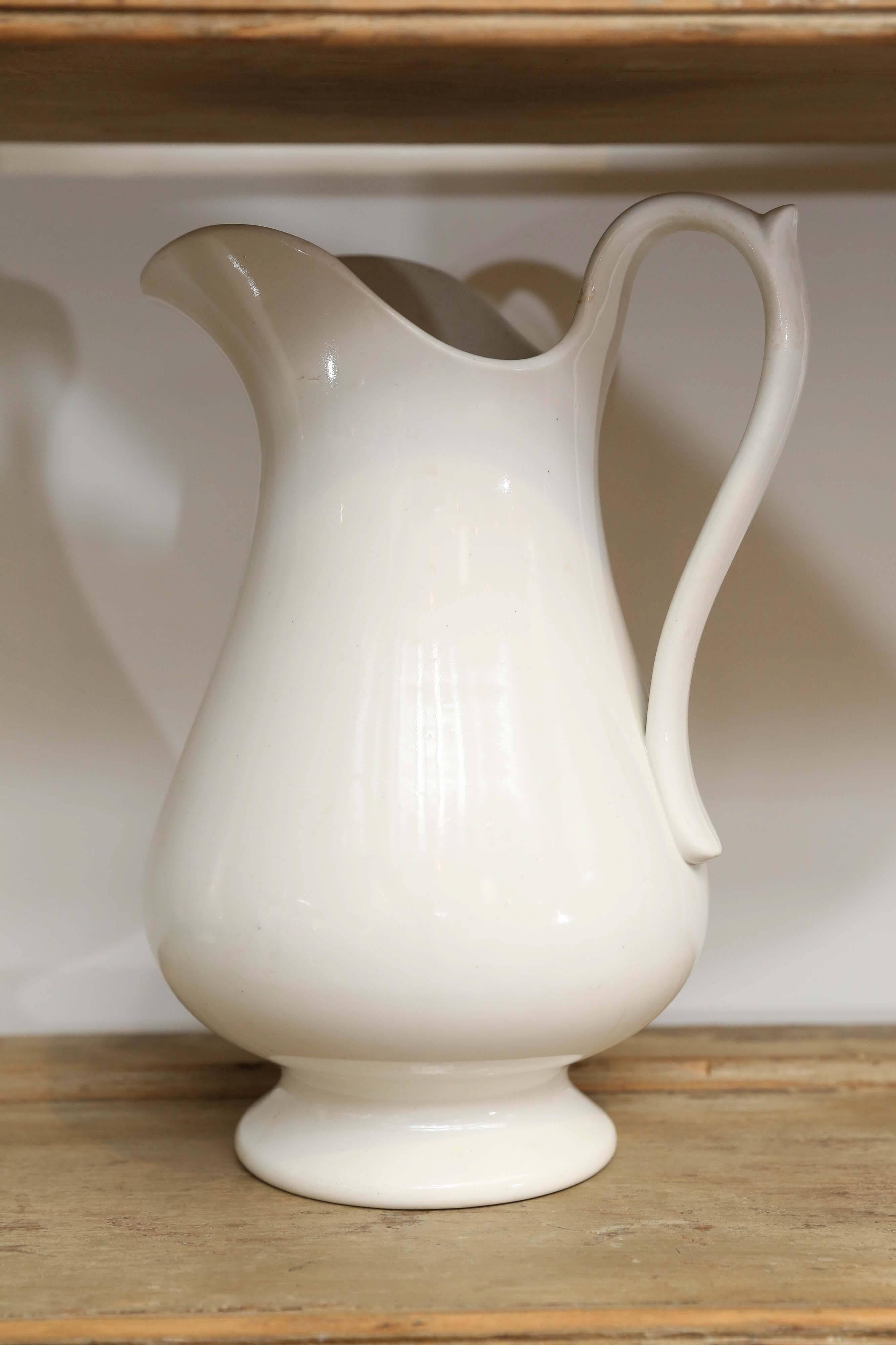 19th Century White Pitcher In Excellent Condition In Houston, TX