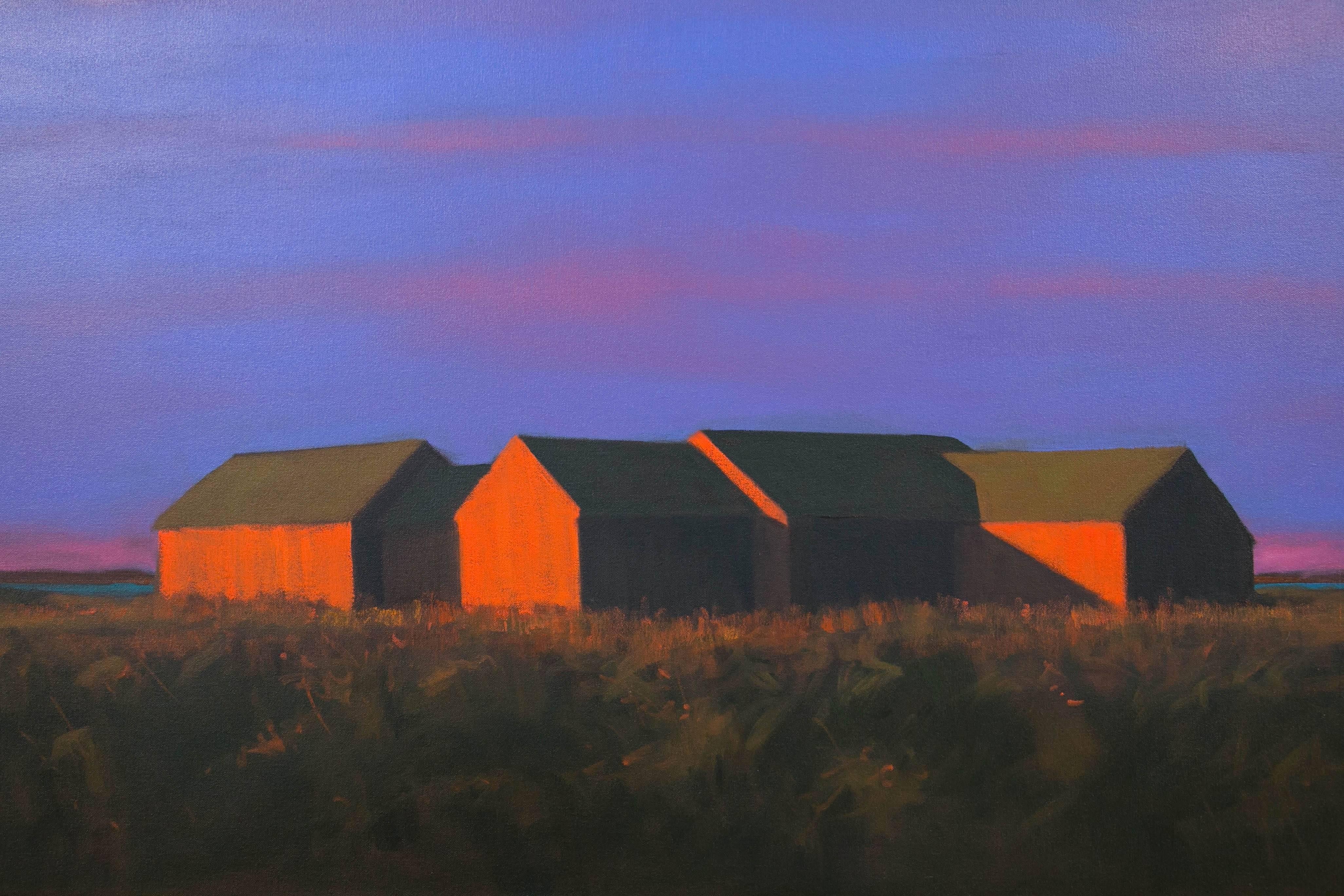 Contemporary Vermont Barn Twilight Oil Painting