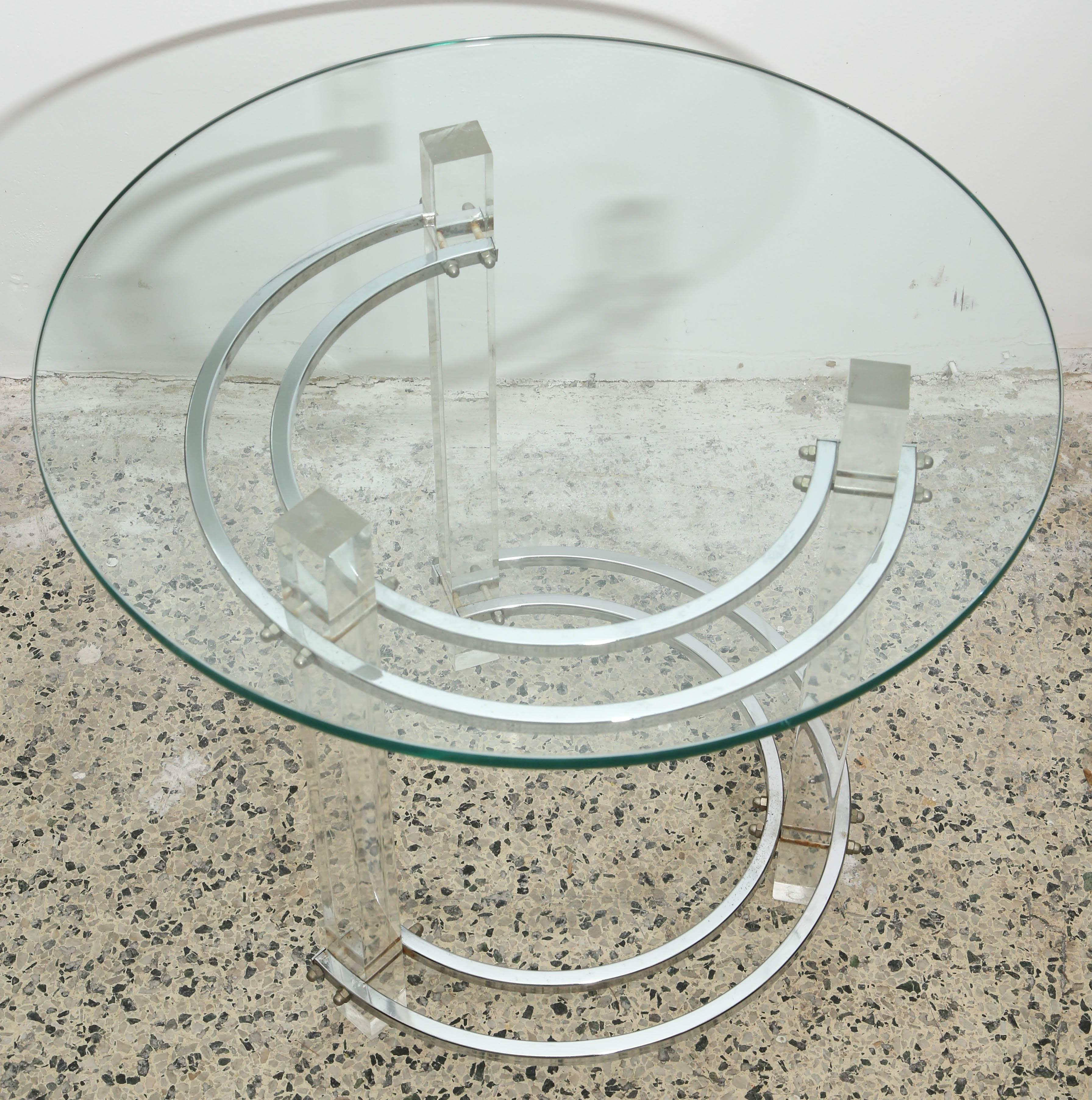 Mid-Century Modern Pair of Round Chrome and Glass Charles Hollis Jones End Tables, USA, 1970s For Sale