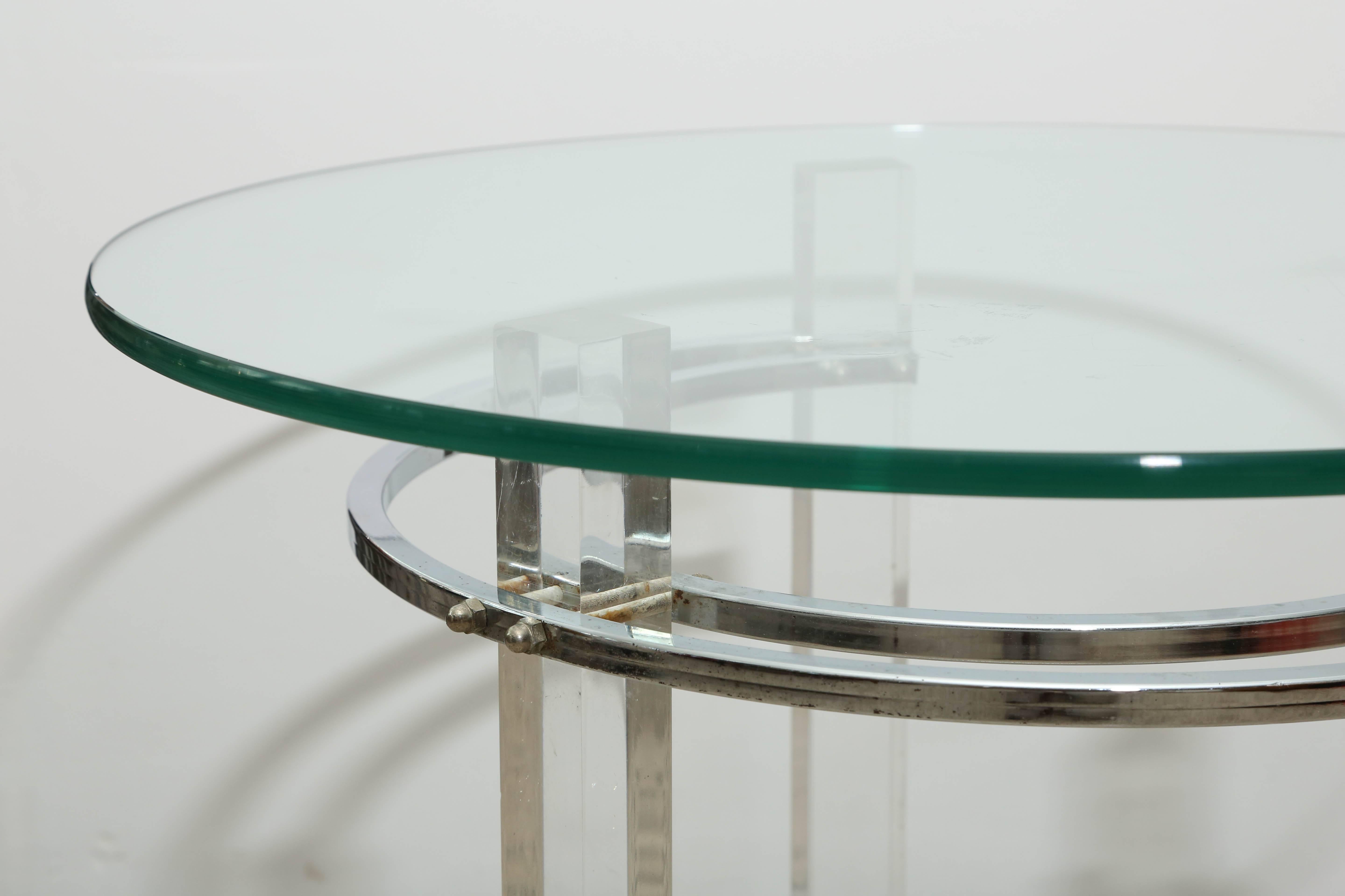 Late 20th Century Pair of Round Chrome and Glass Charles Hollis Jones End Tables, USA, 1970s For Sale