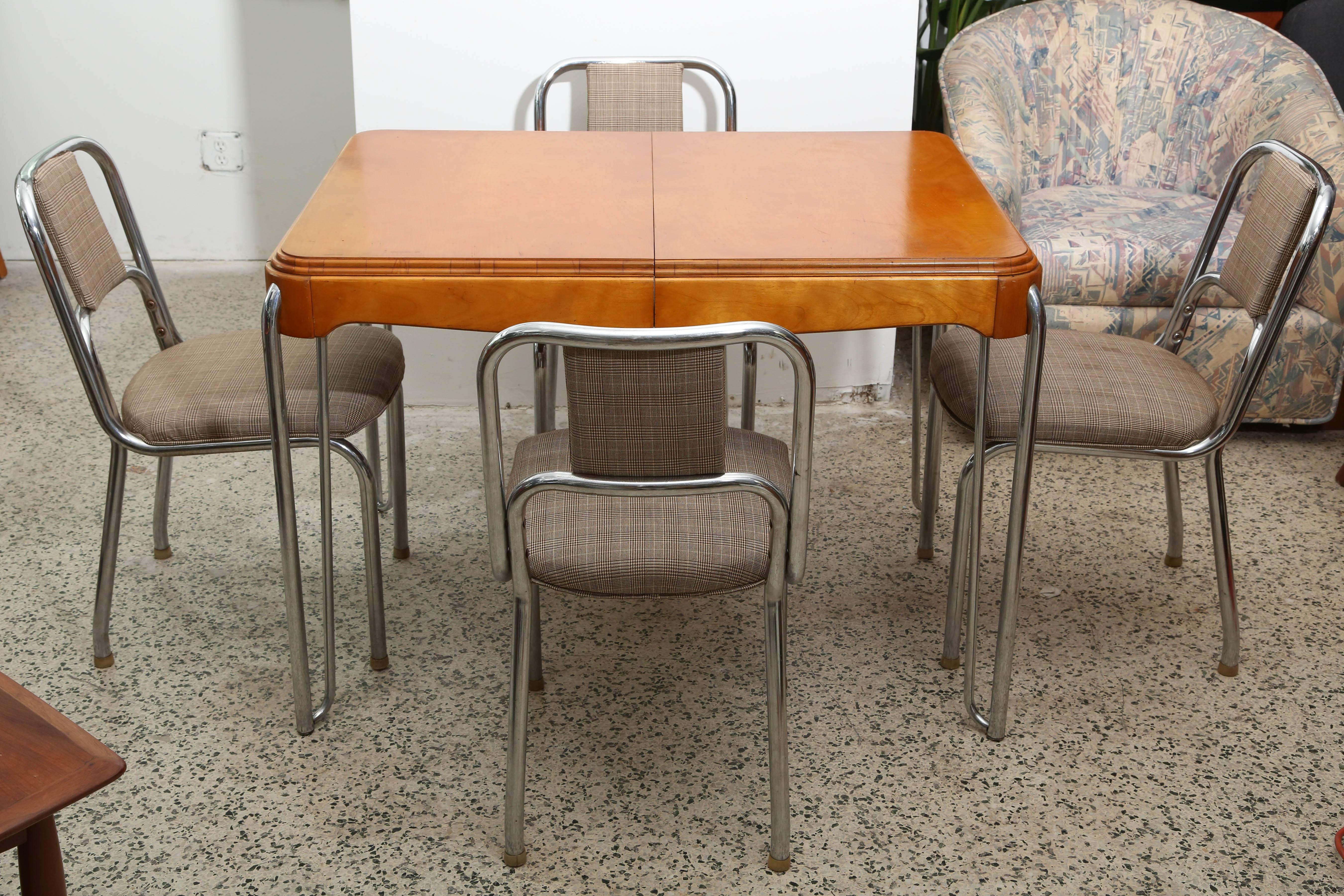 Art Deco Kitchen Table with Four Chairs, 1940s, France In Good Condition In Miami, FL