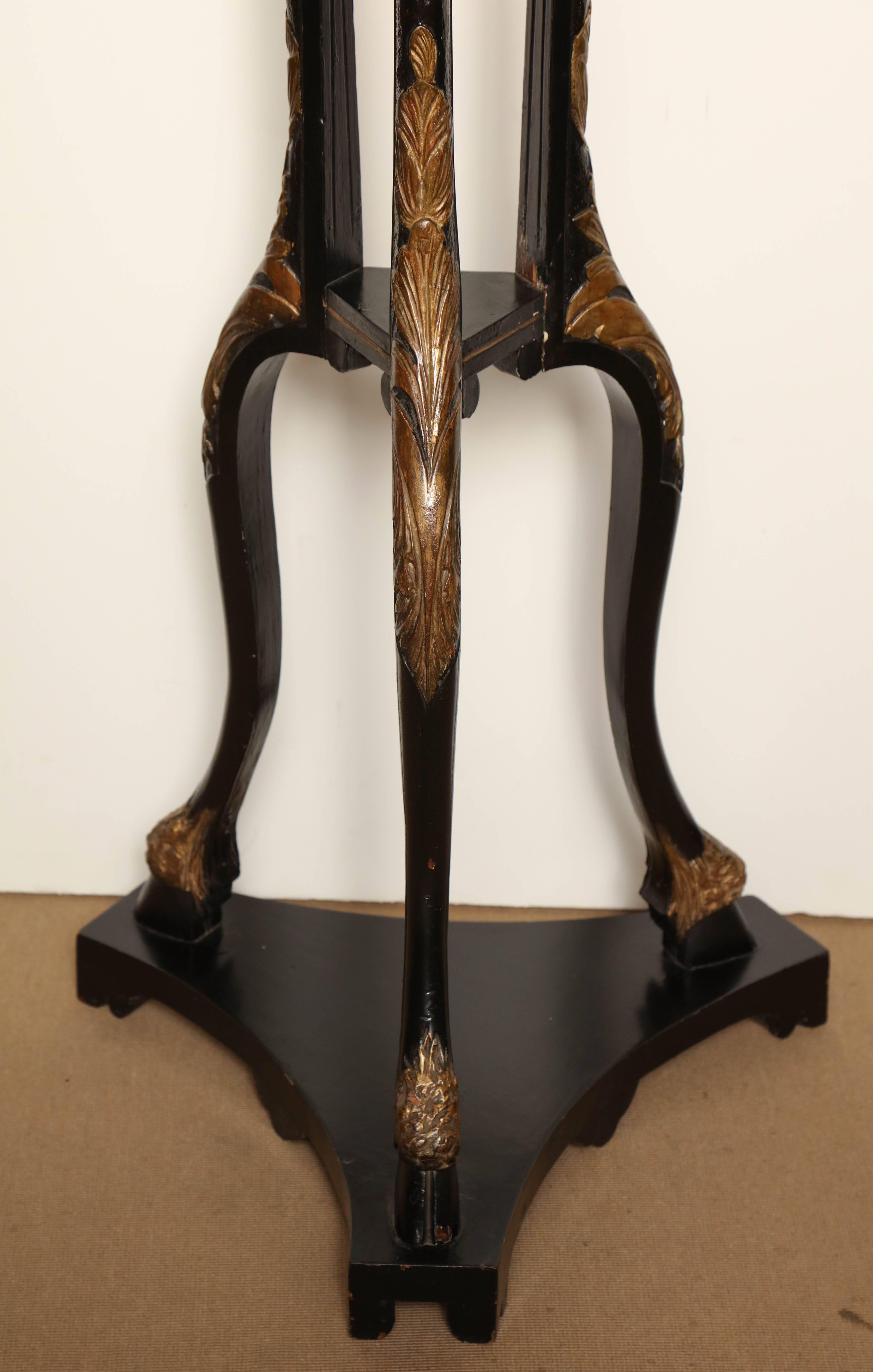 English 19th Century Neoclassical, Black Lacquer and Parcel-Gilt Stand For Sale