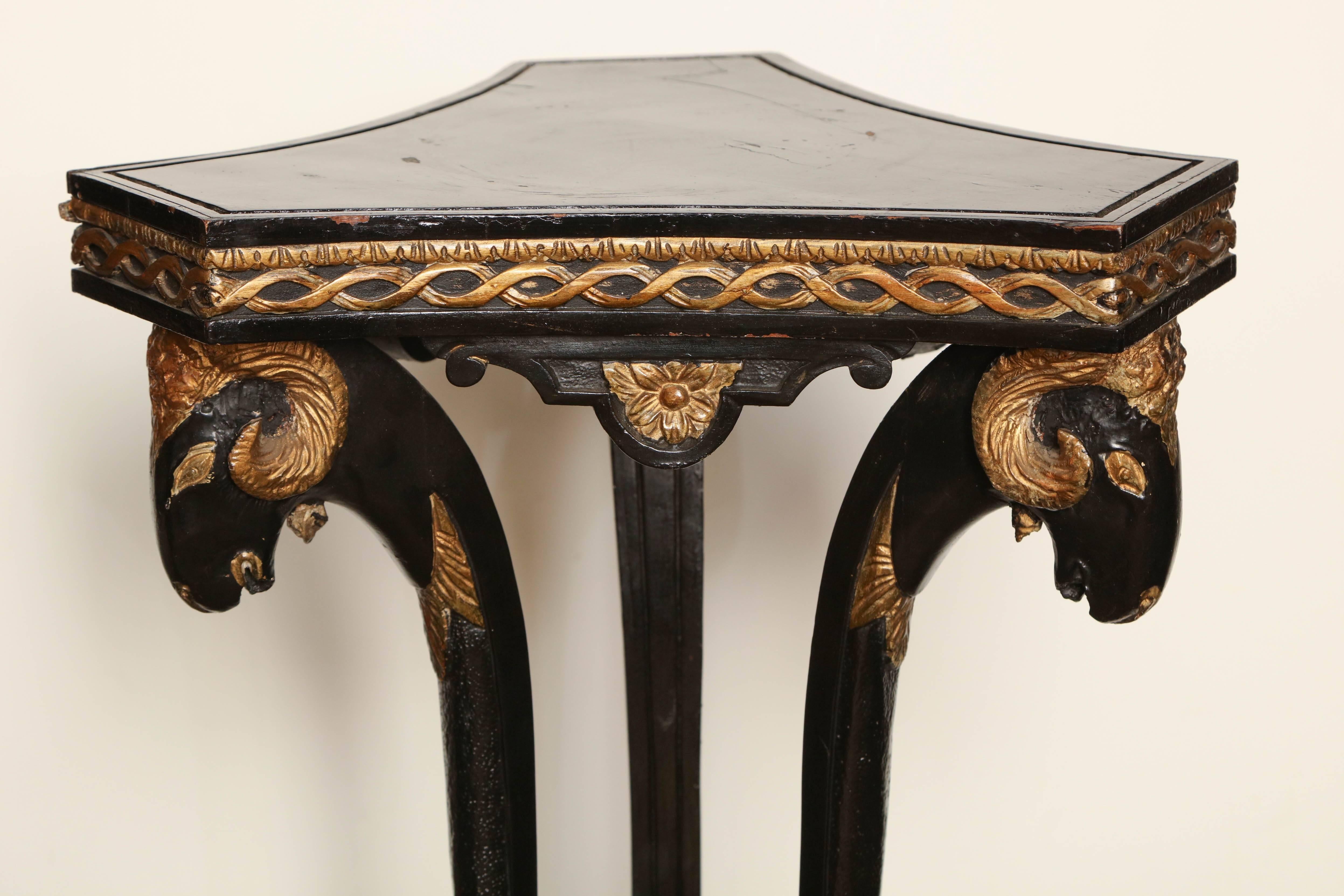 Wood 19th Century Neoclassical, Black Lacquer and Parcel-Gilt Stand For Sale