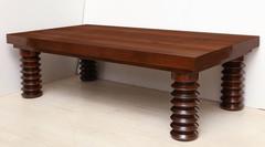 Large, Solid Wood Coffee Table on Turned Legs