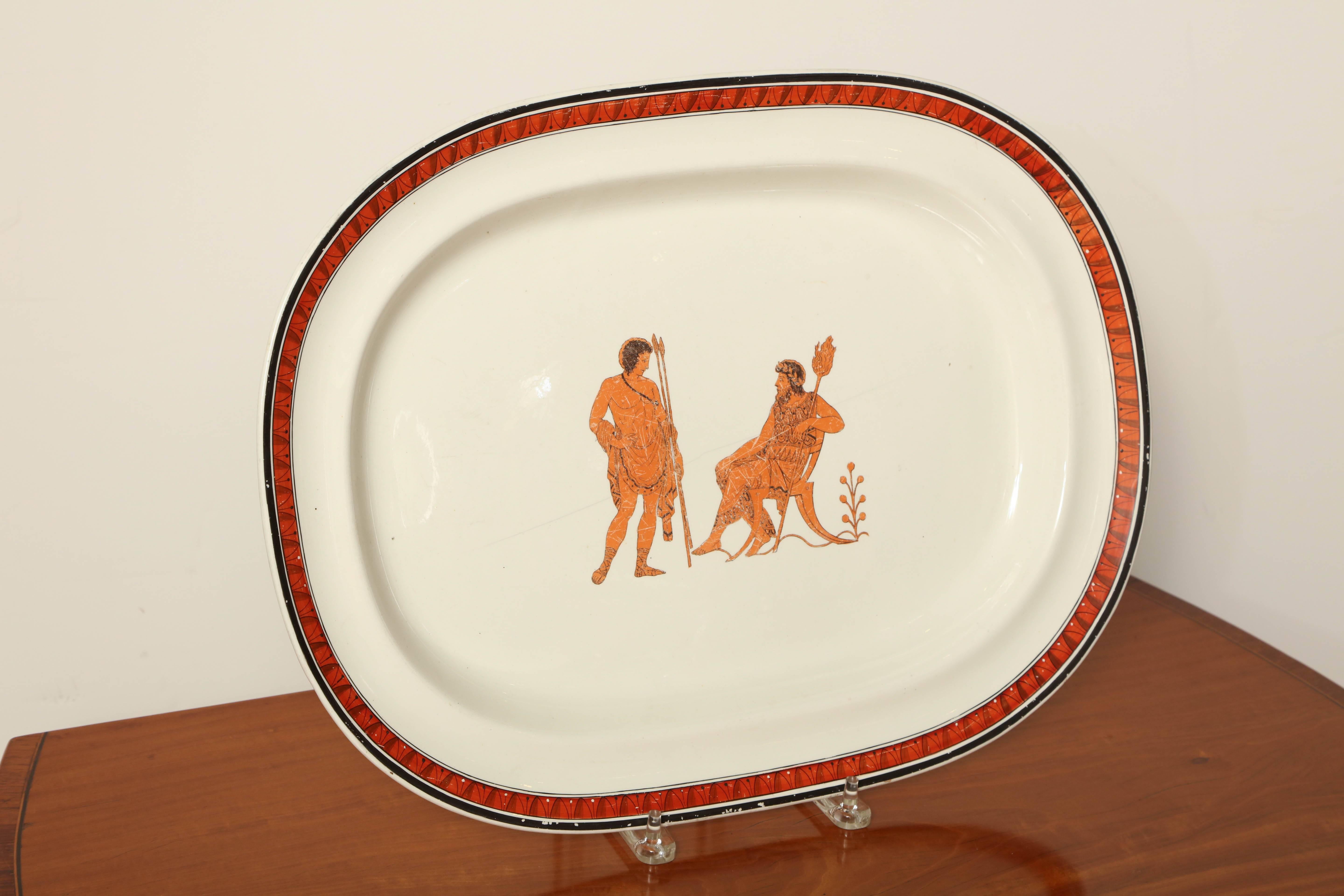 English 19th Century Creamware Platter in the Etruscan Style For Sale