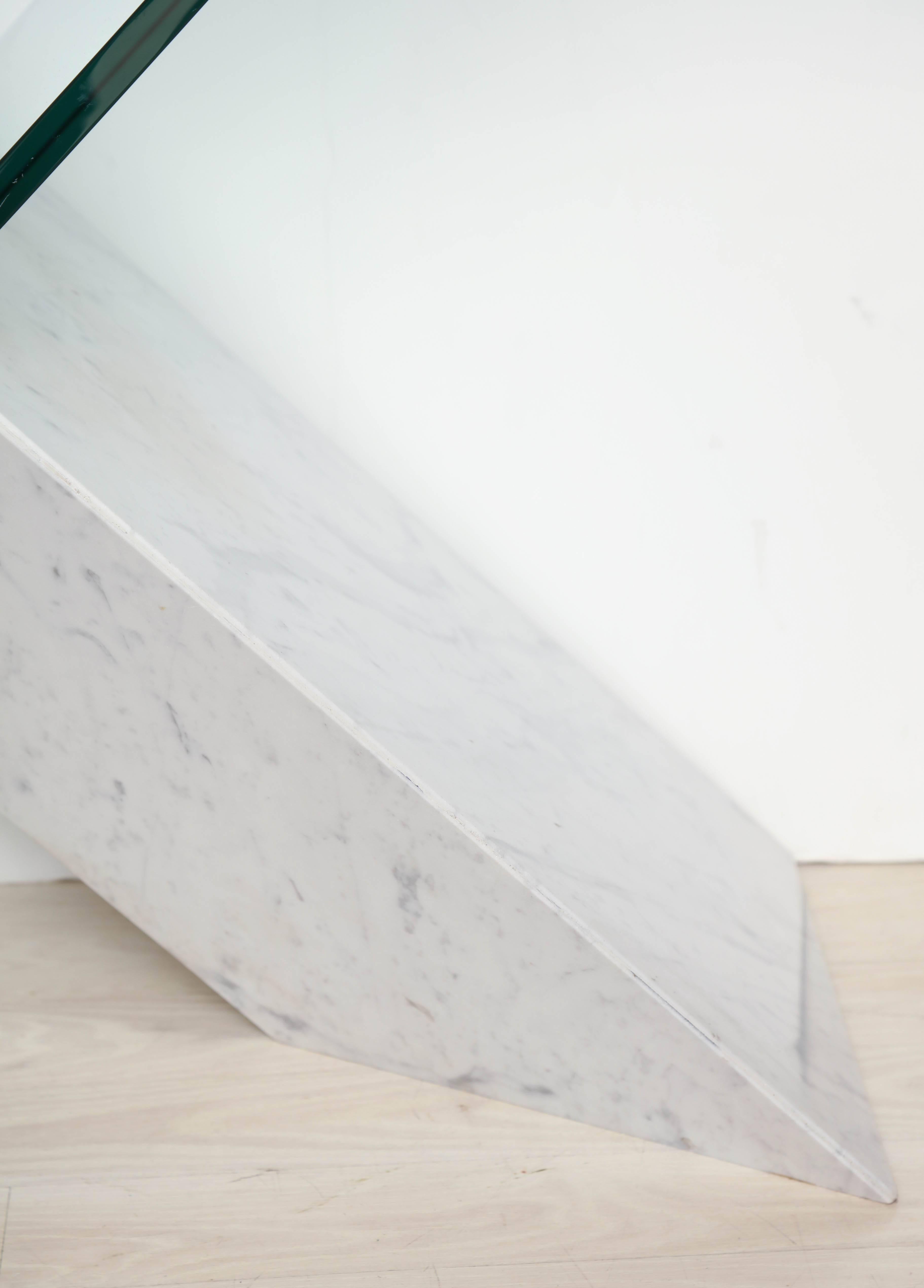 Modern White Marble and Glass Geometric Console Table by Reflex for Roche Bobois
