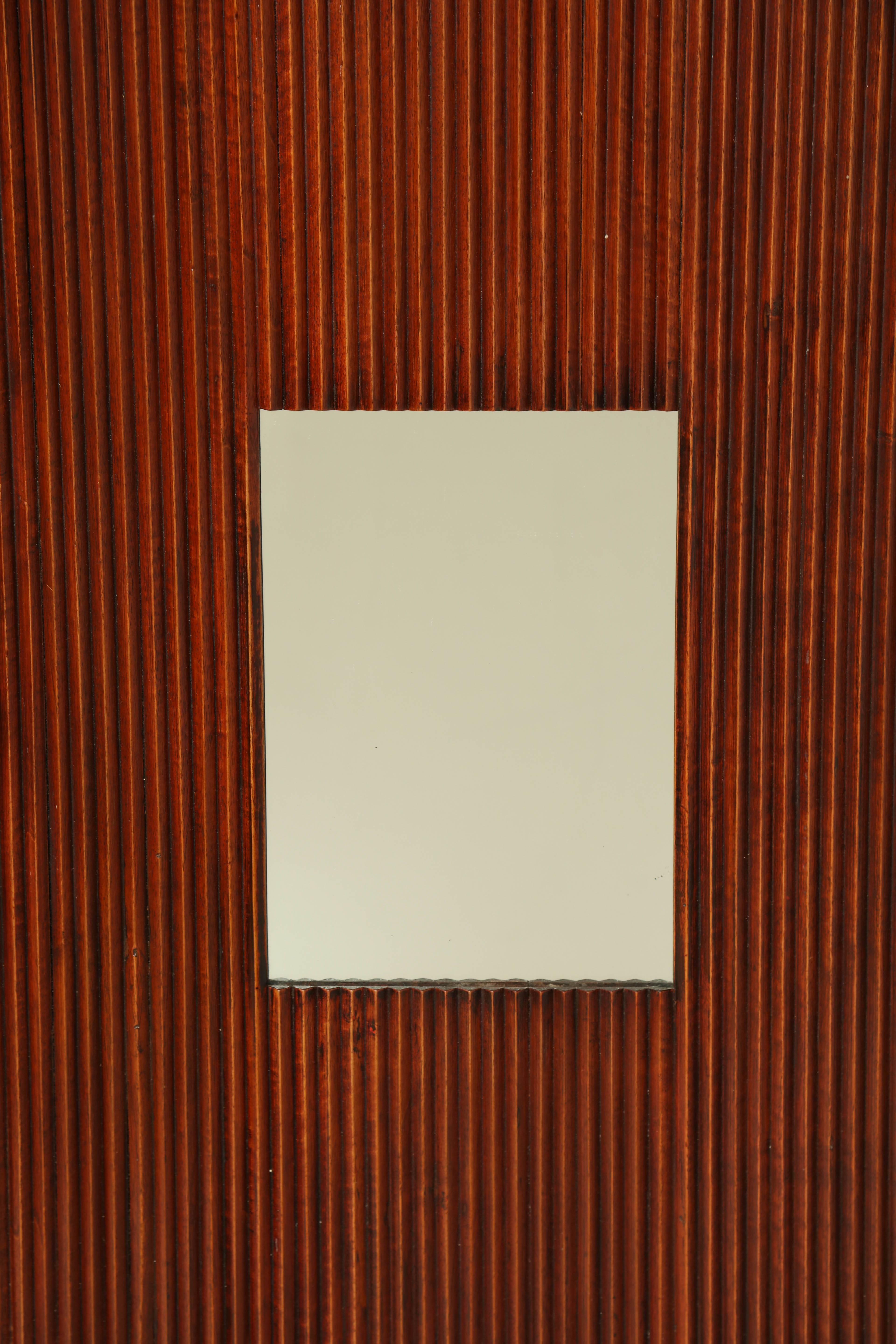 Italian Art Deco Ribbed Walnut Floor Cabinet, Attributed to Osvaldo Borsani 1