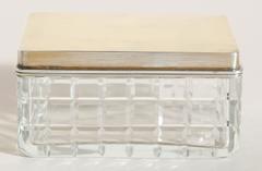 French Art Deco Crystal and Sterling Silver Box