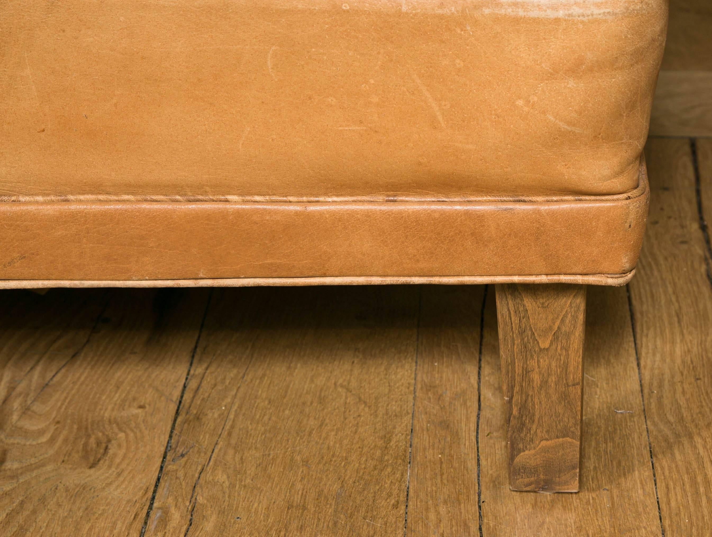 Swedish Pair of Arne Norell Mexico Sofas in Natural Leather, circa 1960