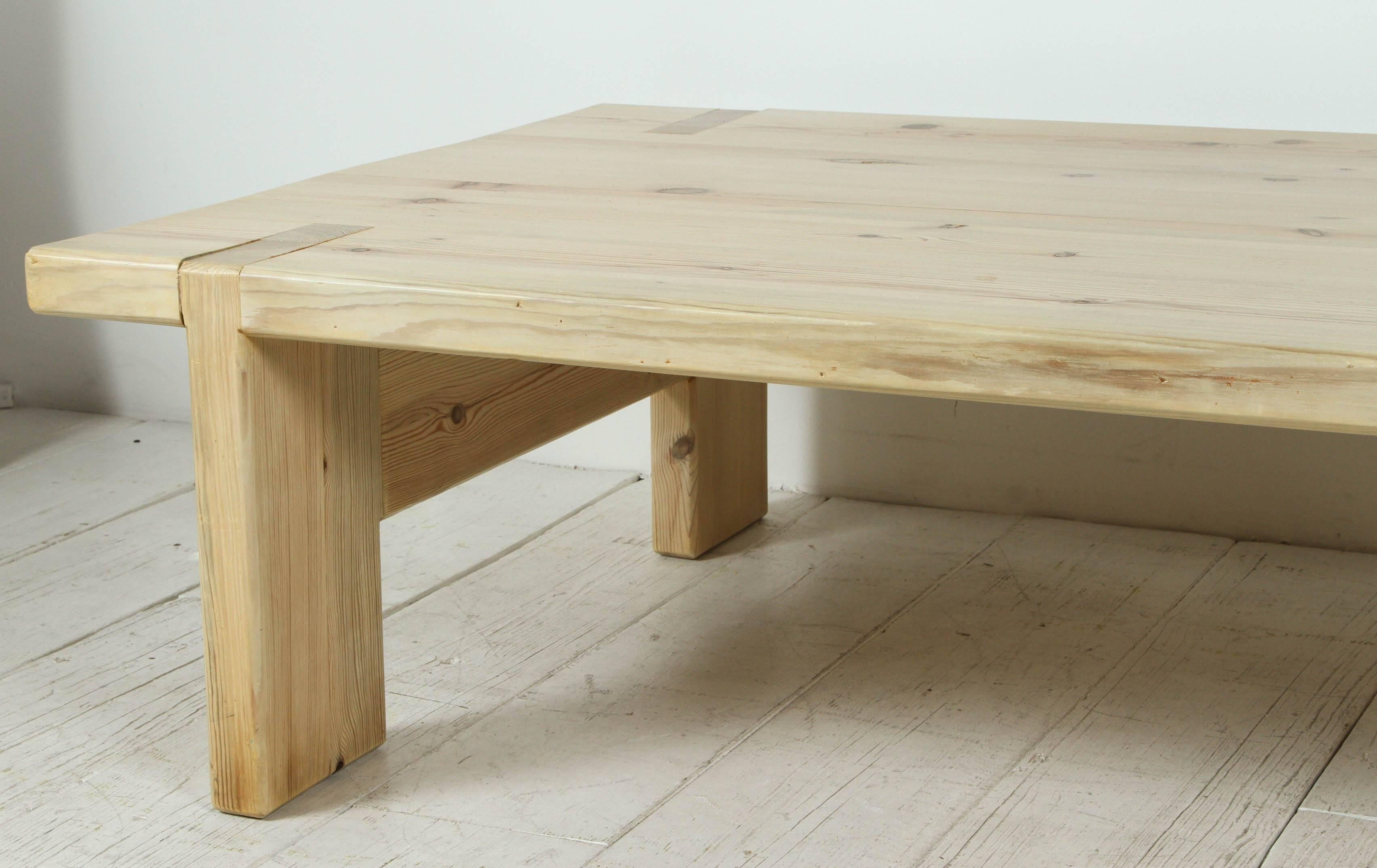 20th Century Tall Pine Coffee Table with Top Detail