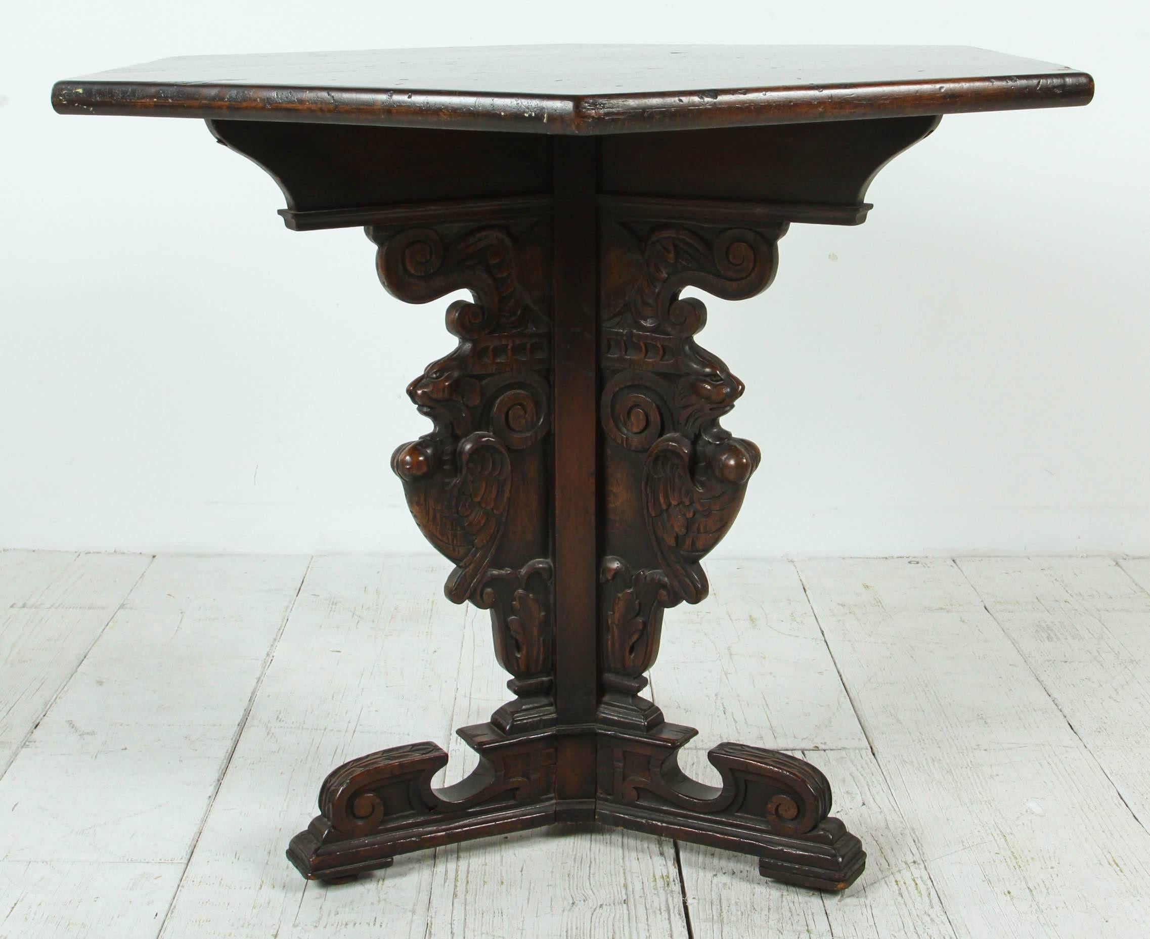 Spanish Pedestal Hexagonal Table with Ornate Details 5
