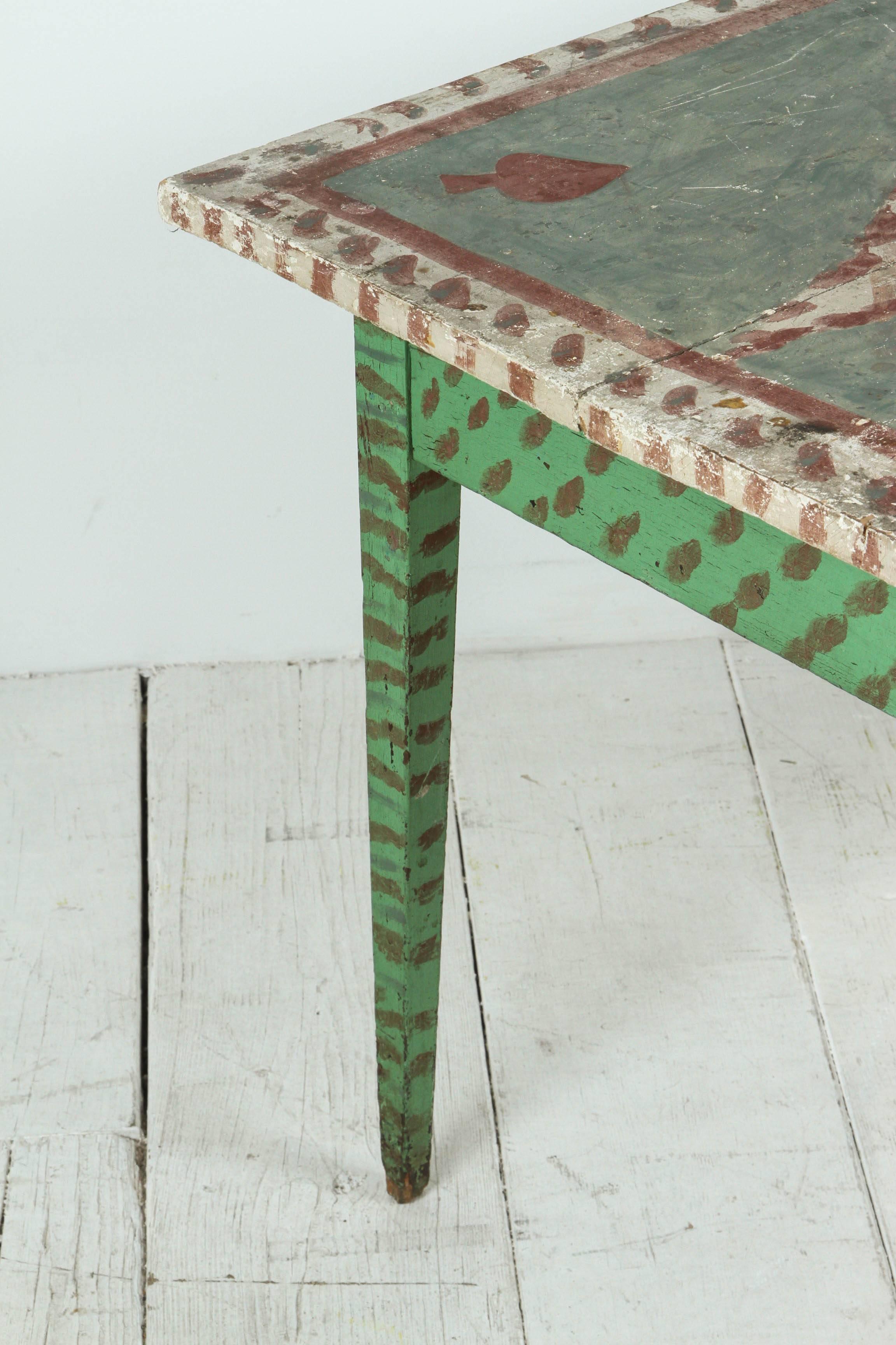 Green and Red Painted Folk Art Table 2