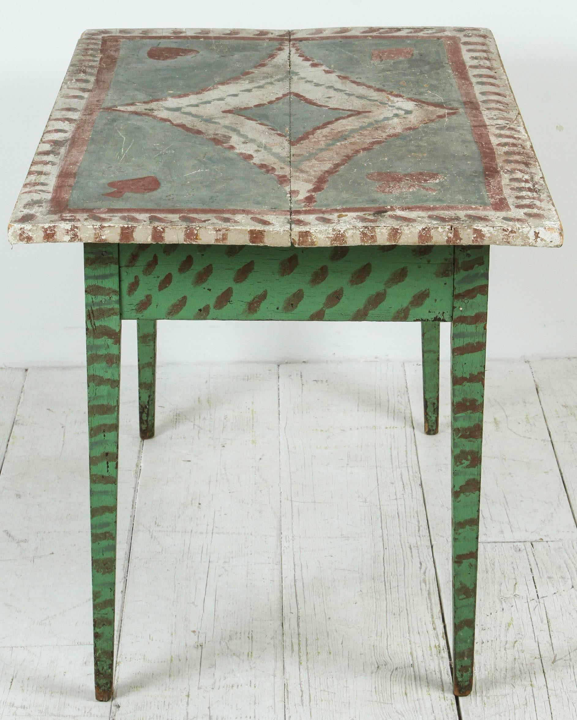 Green and Red Painted Folk Art Table 3