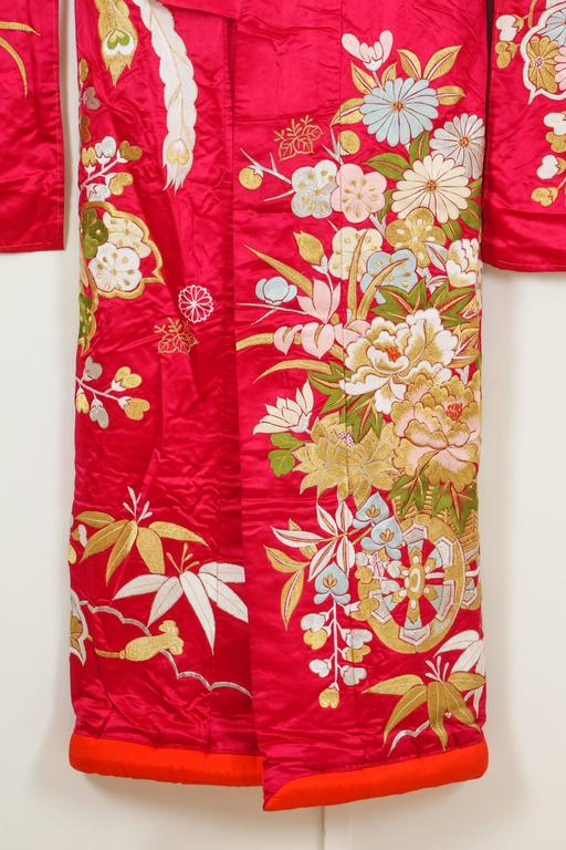 Vintage Fushia Silk Brocade Japanese Ceremonial Kimono at 1stDibs