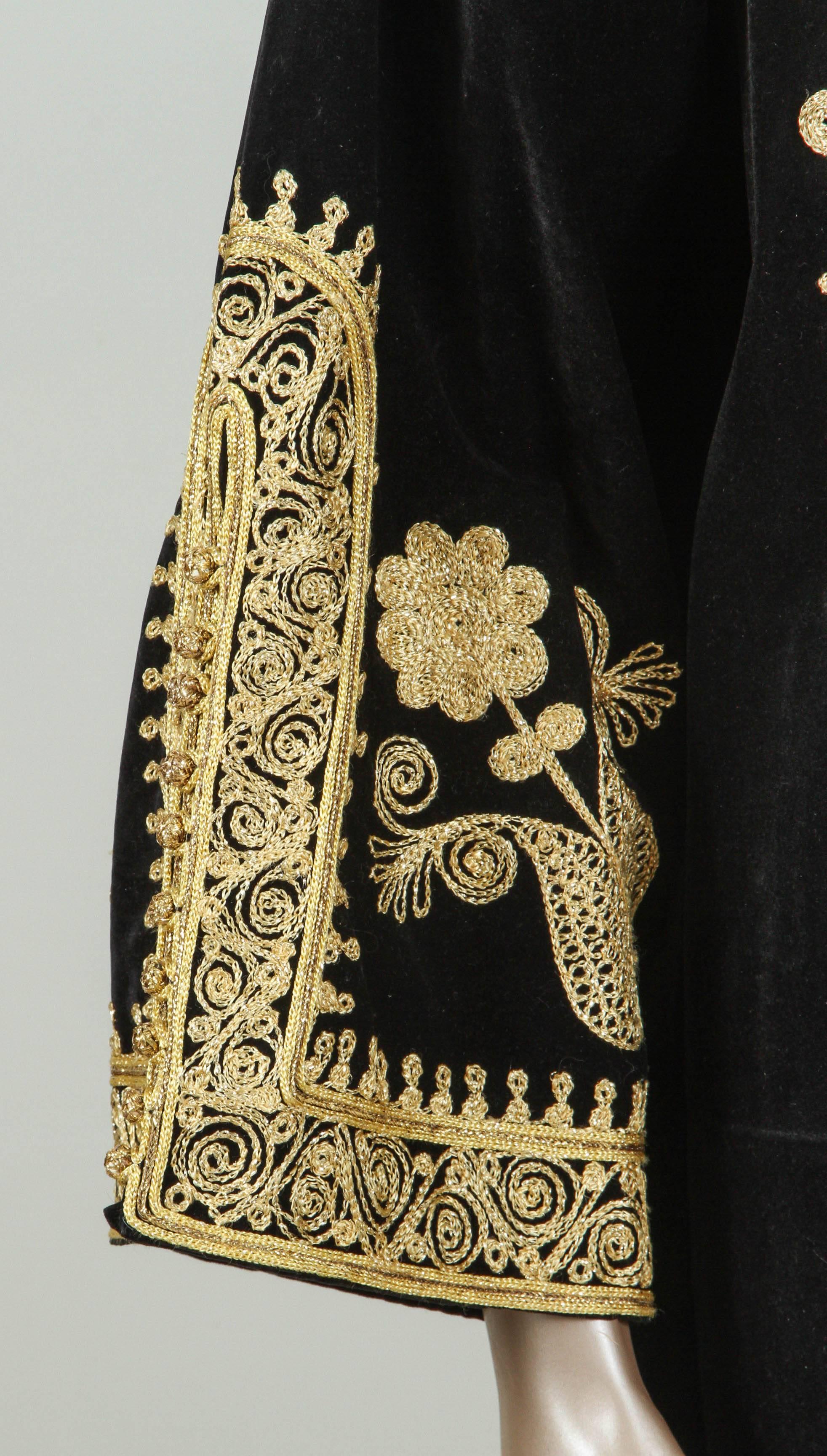gold embroidered velvet kaftan