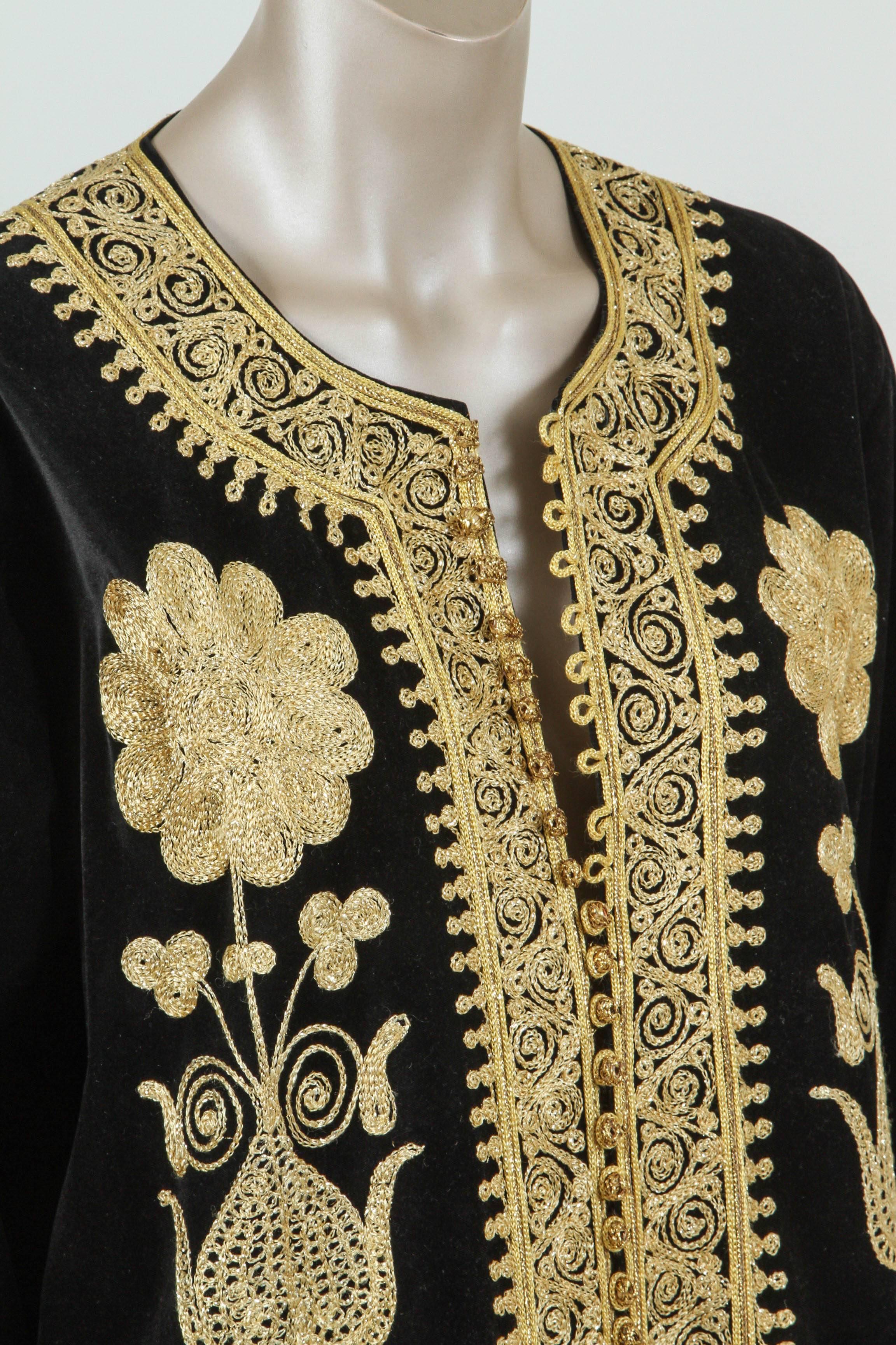 black kaftan with gold embroidery