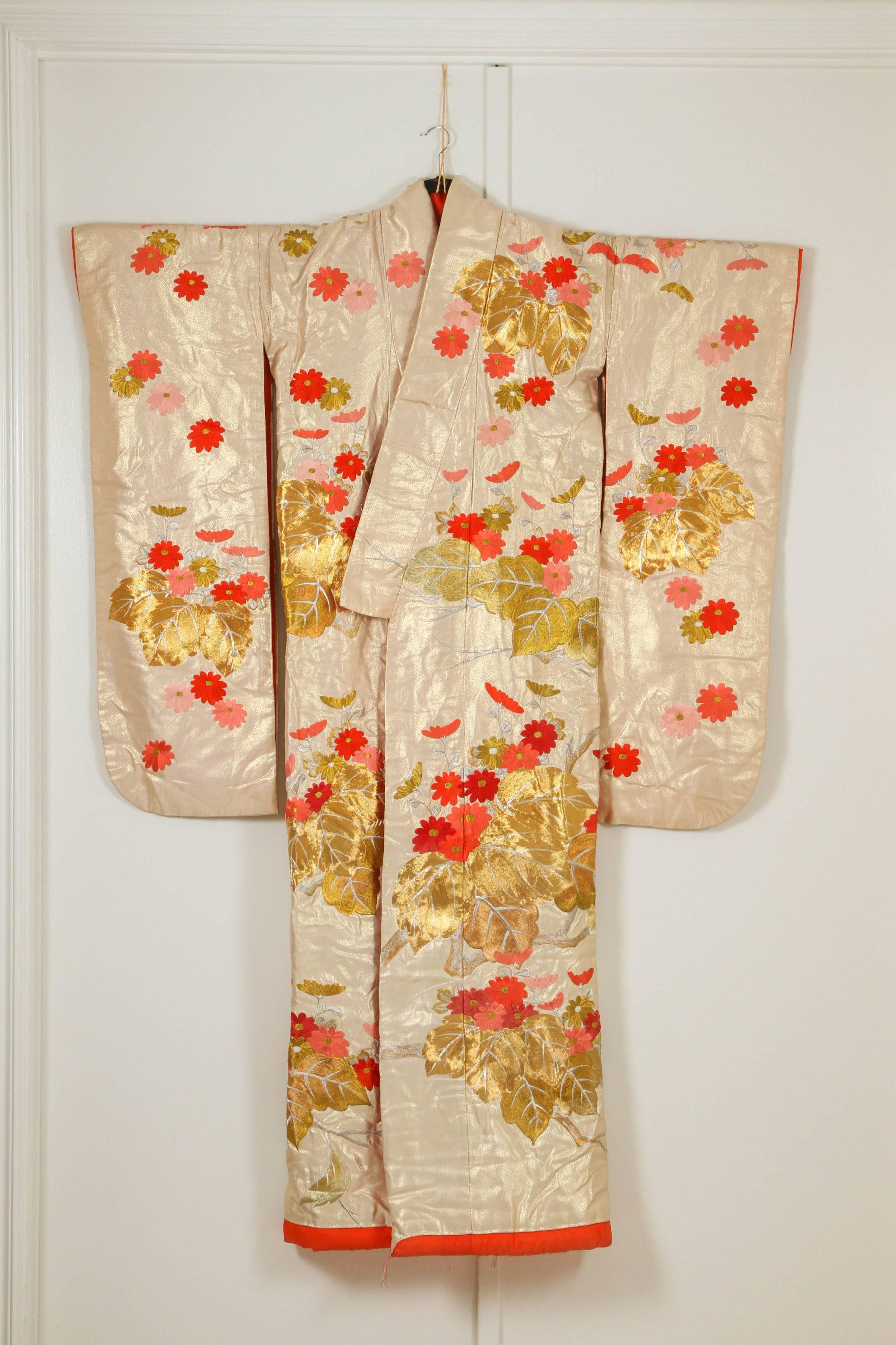 Embroidered Vintage Brocade Japanese Ceremonial Kimono