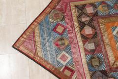 Tapiz de seda india Sari Colcha Patchwork Cubrecama