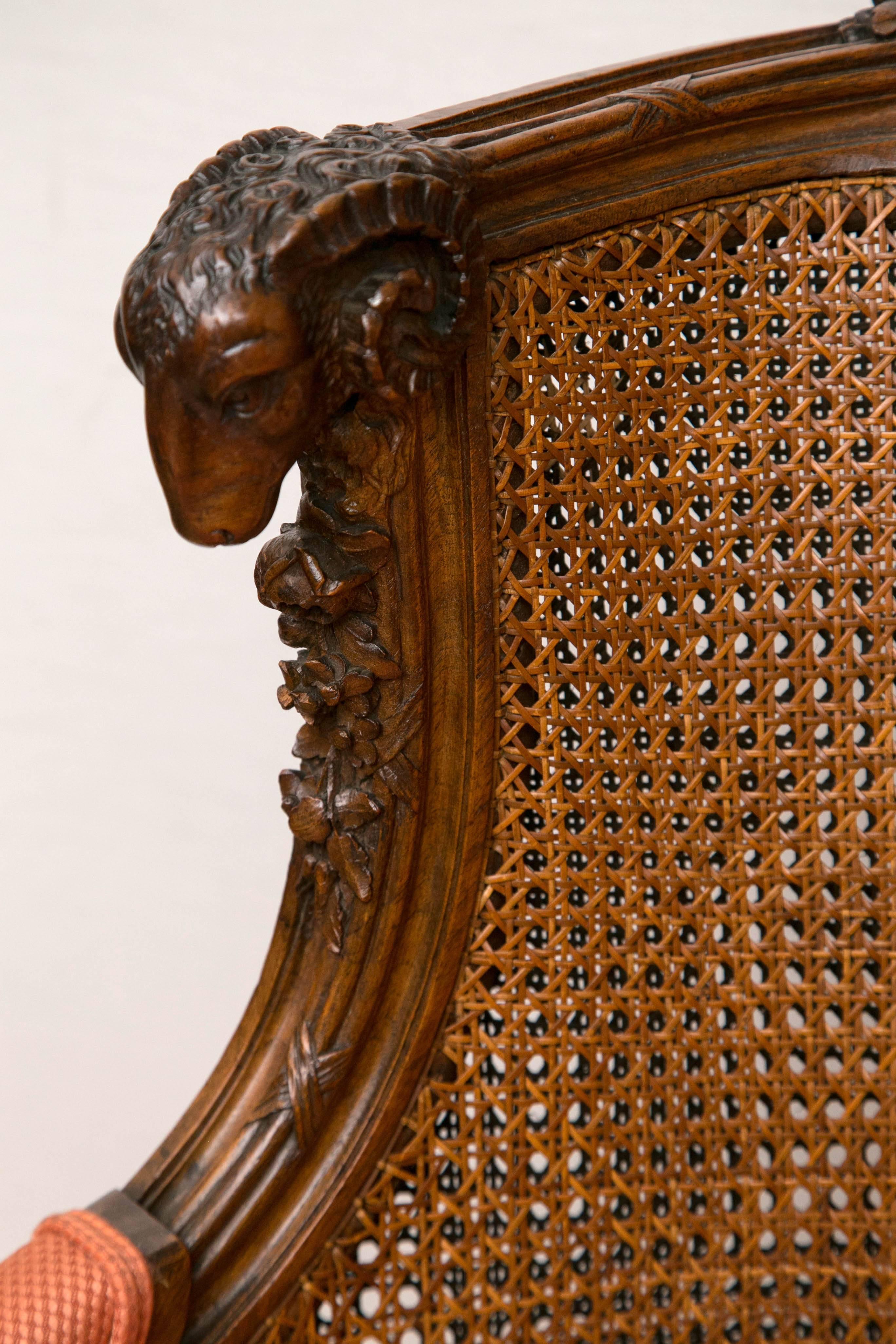 Carved A Late Victorian Caned Mahogany Library Chair 