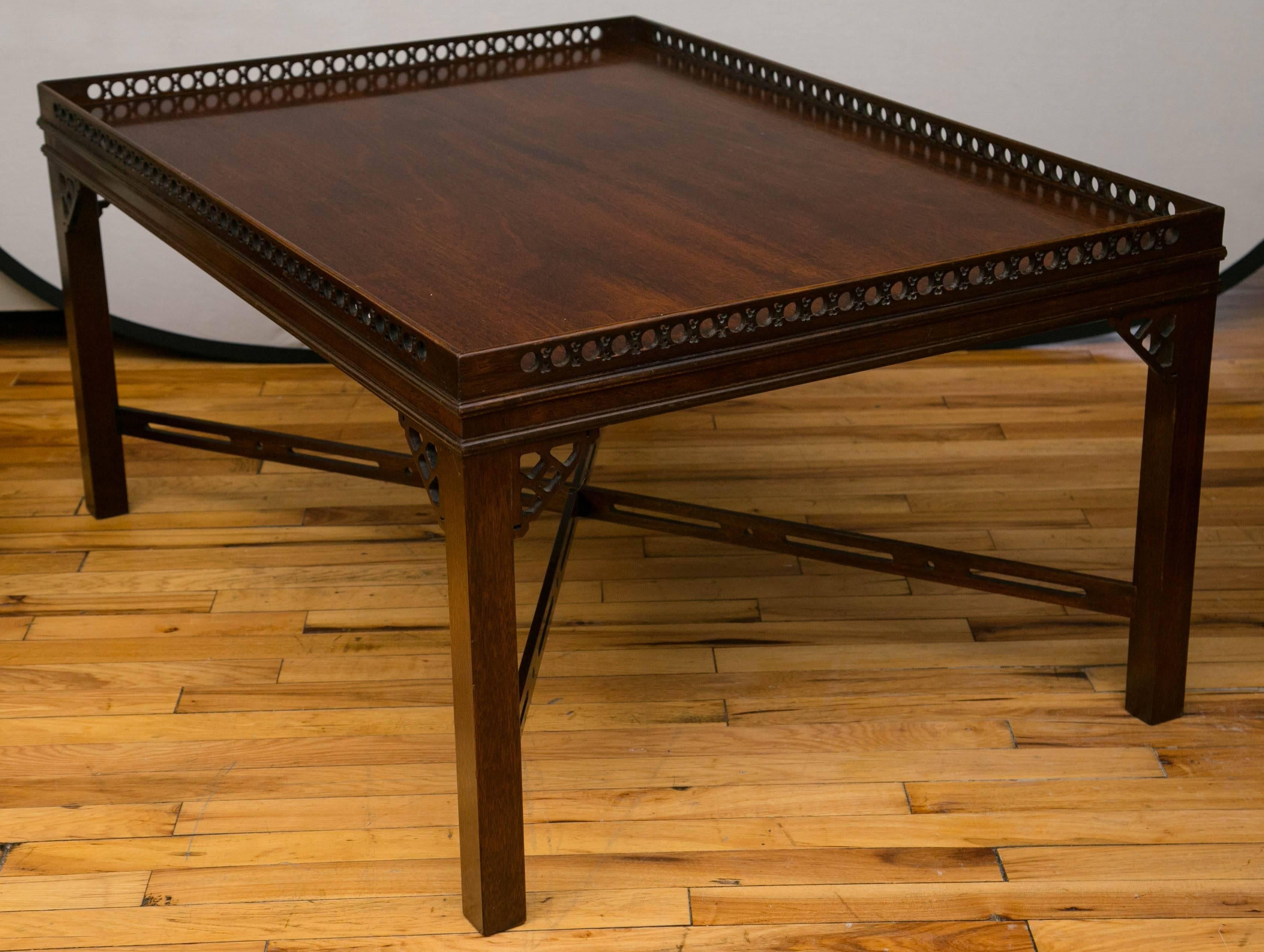 English Mahogany Chinese Chippendale Style Cocktail Table